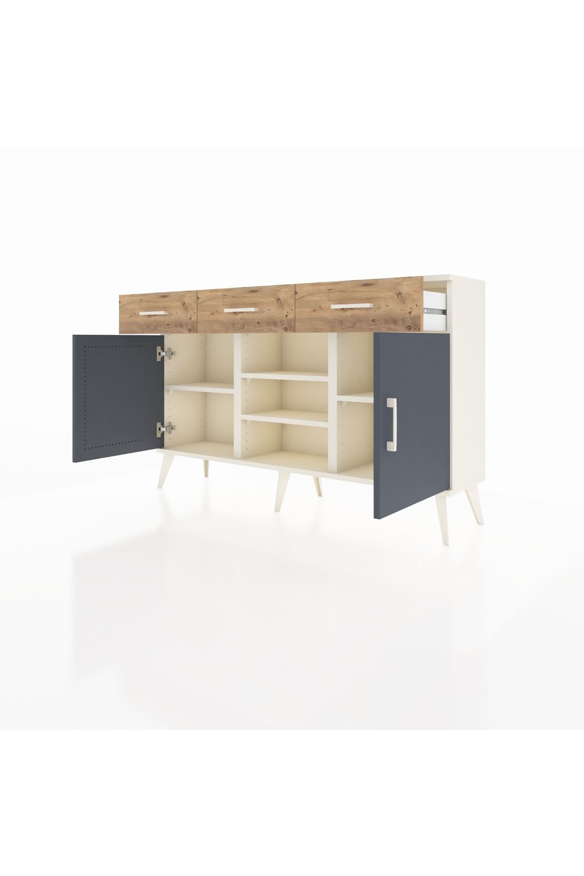 Arges Konsol 4 Raflı 3 Çekmeceli 2 Kapaklı 132x30x83 - S144M021V09A