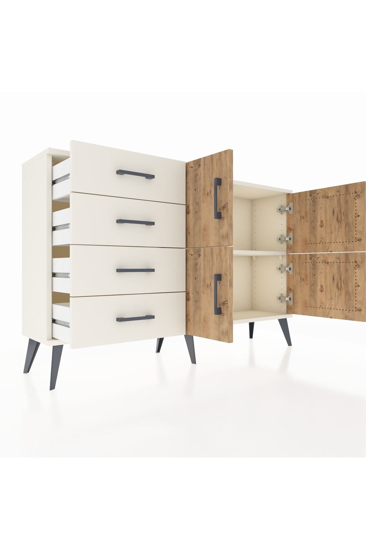 Arges Konsol 2 Raflı 4 Çekmeceli 4 Kapaklı 132x30x83 - S144M032V01A