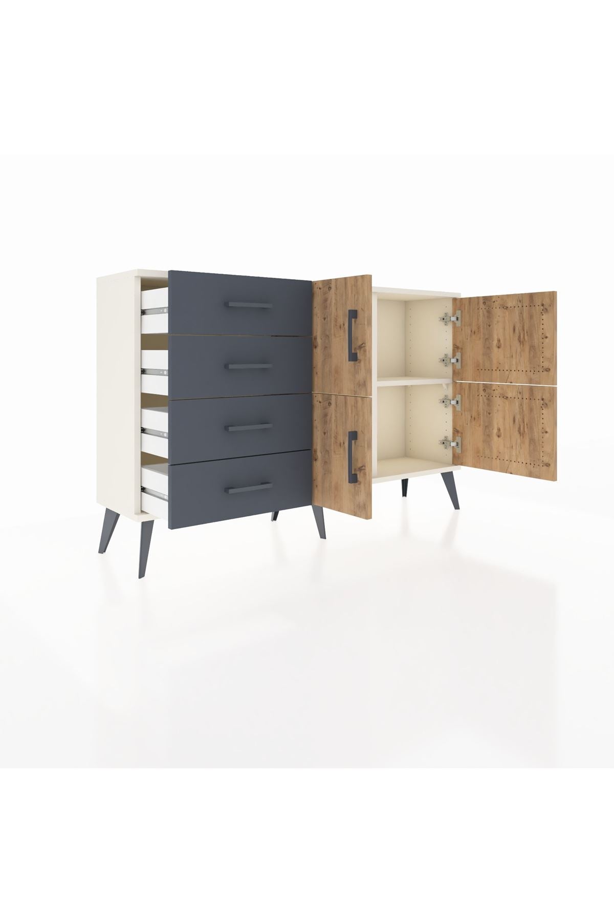 Arges Konsol 2 Raflı 4 Çekmeceli 4 Kapaklı 132x30x83 - S144M032V02A