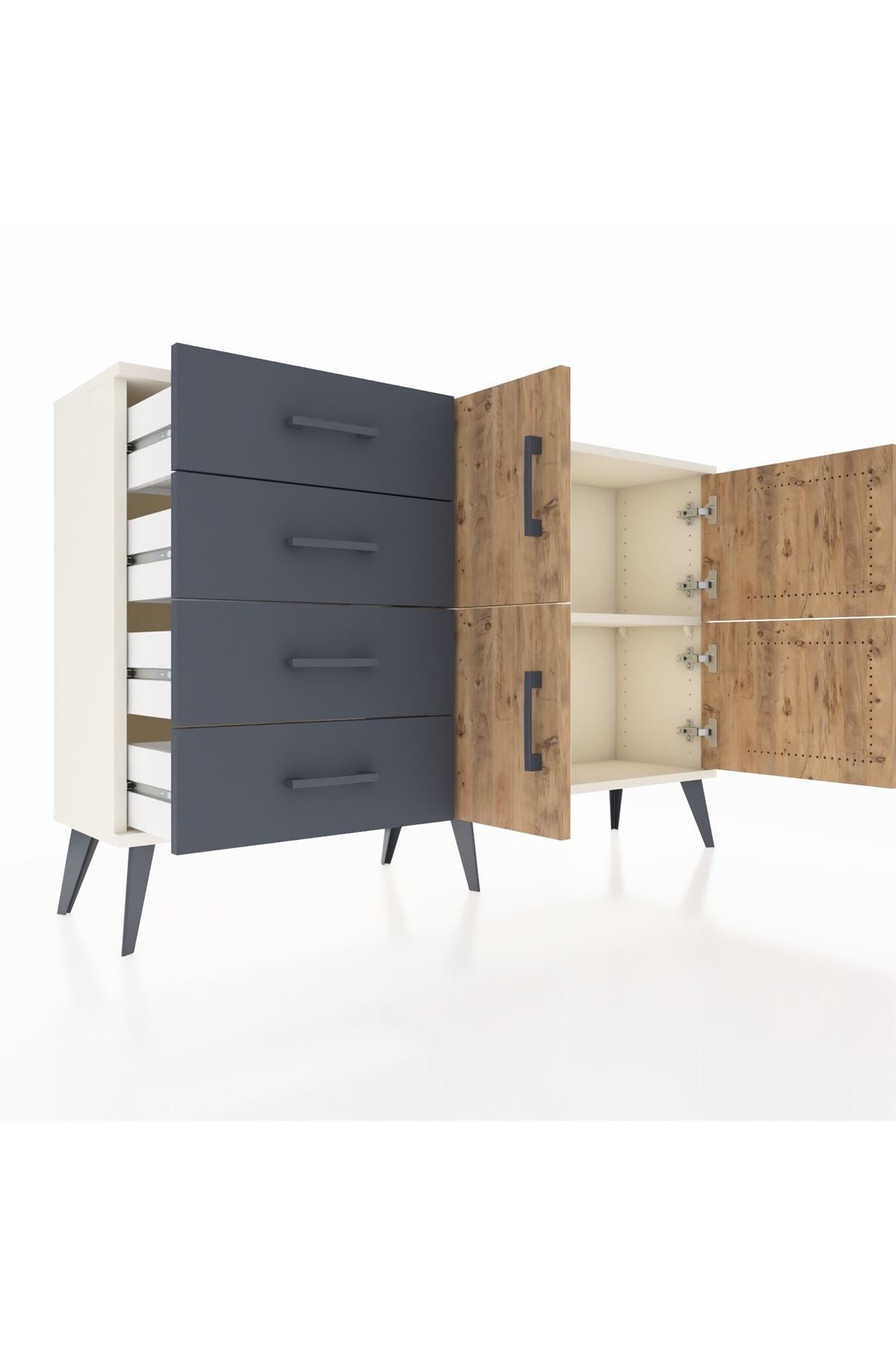 Arges Konsol 2 Raflı 4 Çekmeceli 4 Kapaklı 132x30x83 - S144M032V02A