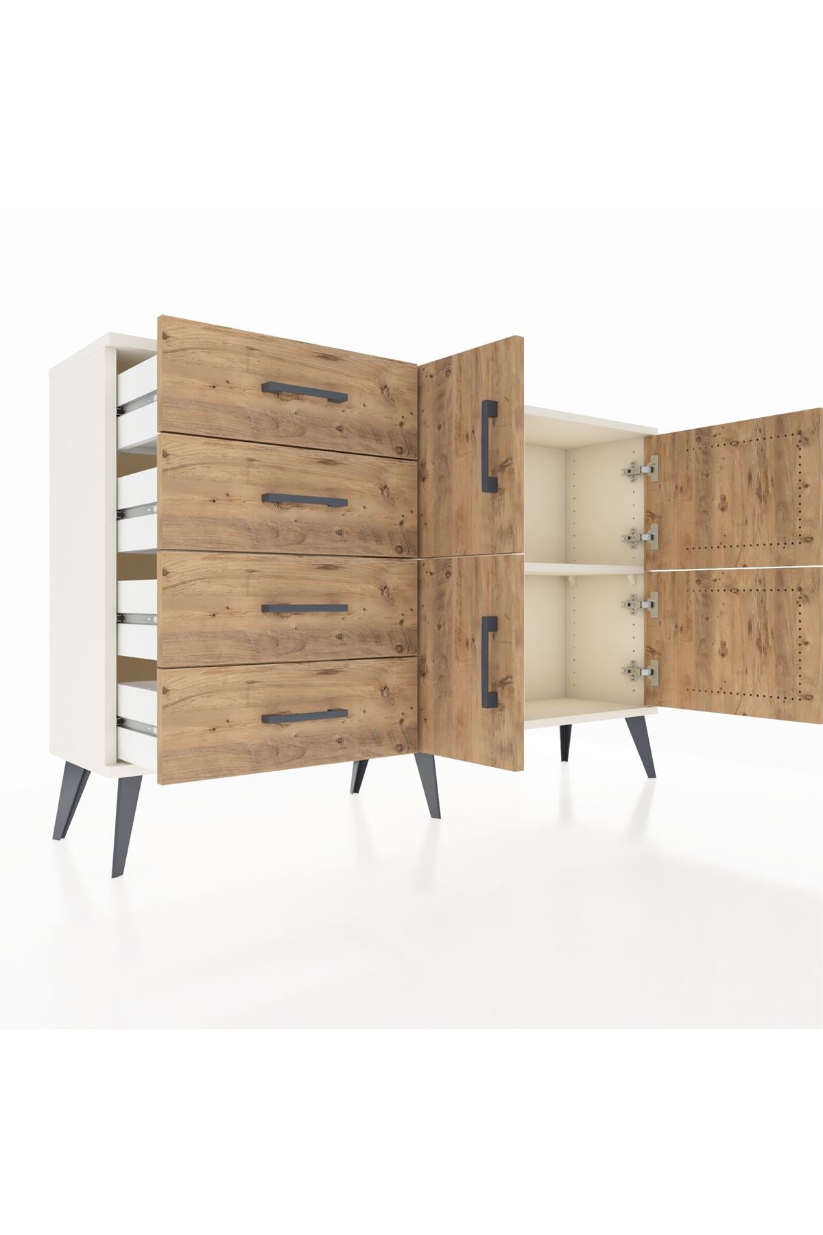 Arges Konsol 2 Raflı 4 Çekmeceli 4 Kapaklı 132x30x83 - S144M032V03A