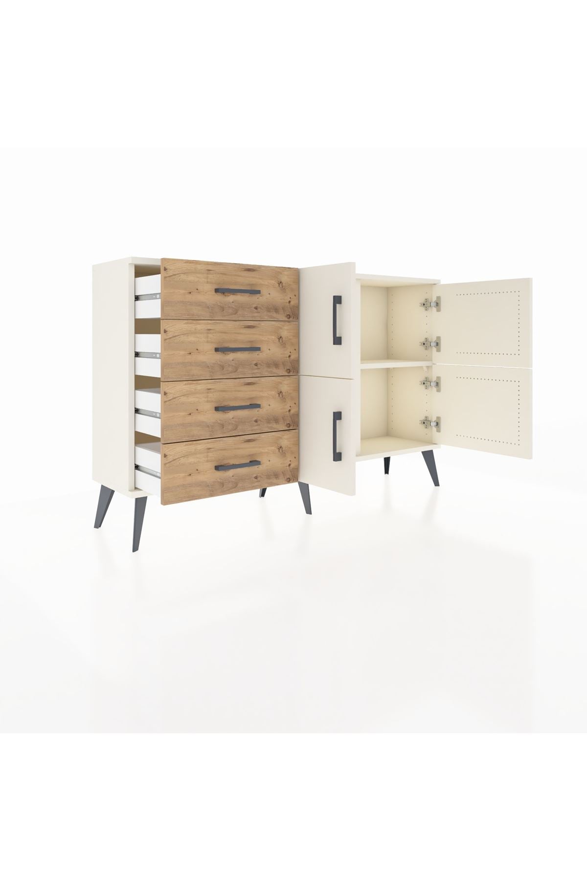 Arges Konsol 2 Raflı 4 Çekmeceli 4 Kapaklı 132x30x83 - S144M032V06A