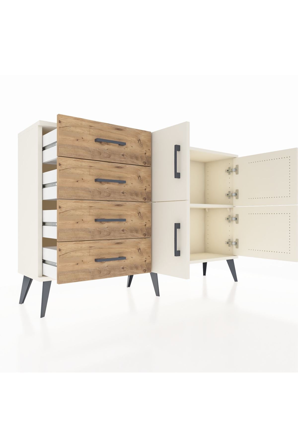 Arges Konsol 2 Raflı 4 Çekmeceli 4 Kapaklı 132x30x83 - S144M032V06A