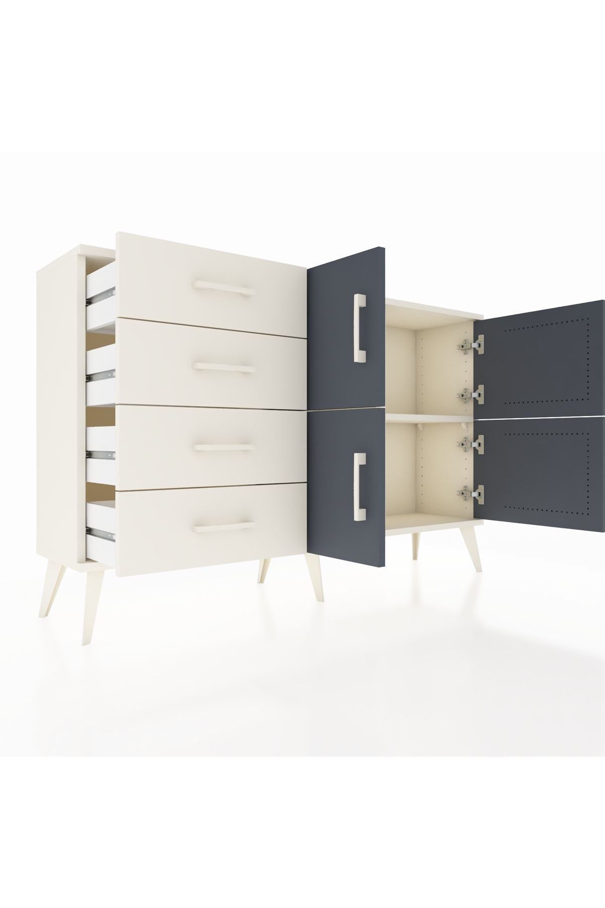 Arges Konsol 2 Raflı 4 Çekmeceli 4 Kapaklı 132x30x83 - S144M032V07A