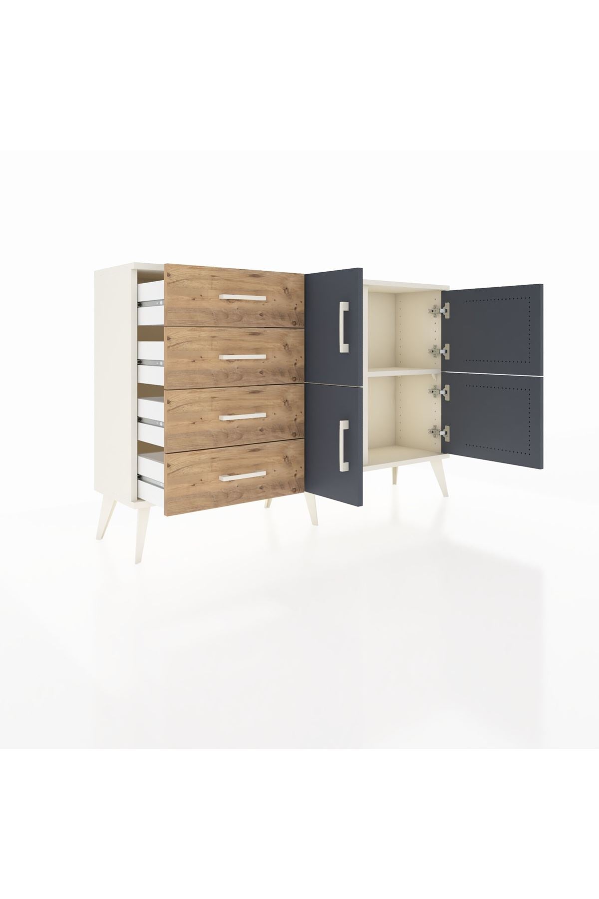 Arges Konsol 2 Raflı 4 Çekmeceli 4 Kapaklı 132x30x83 - S144M032V09A