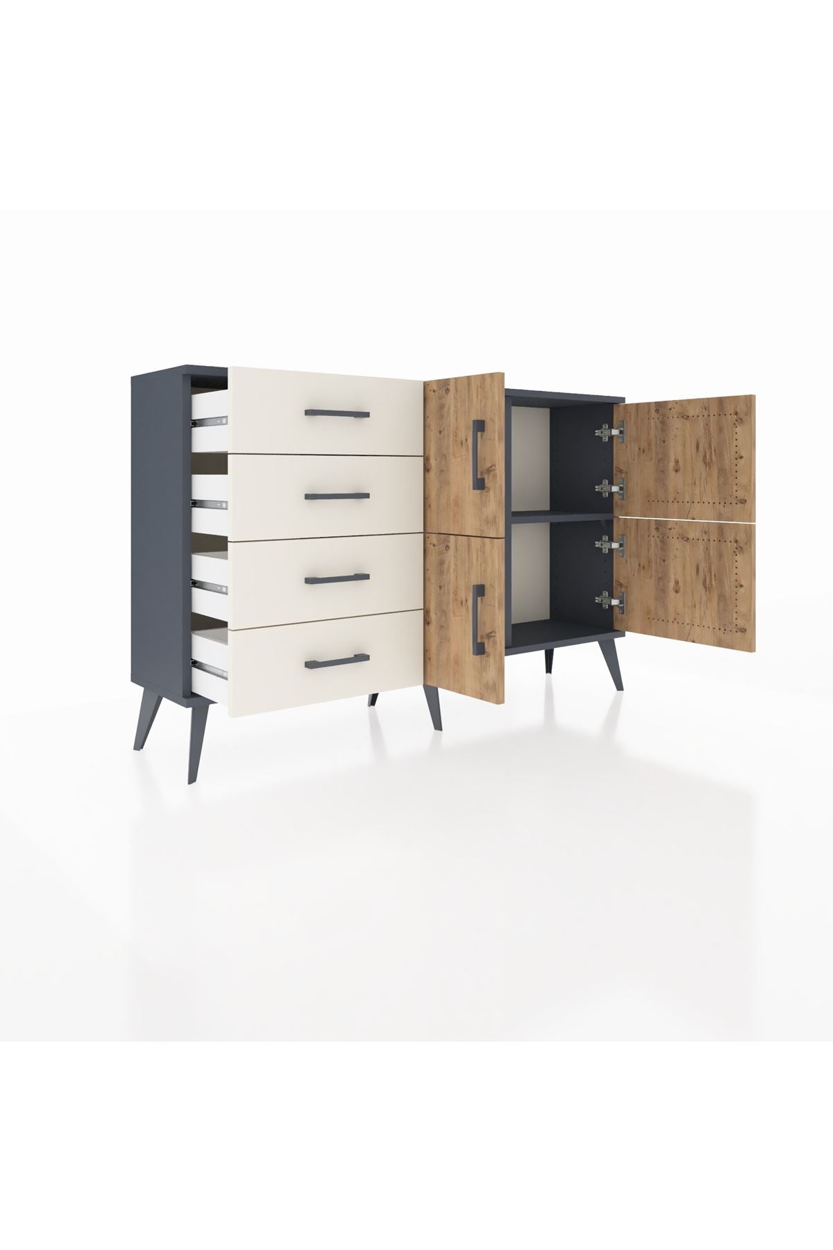 Arges Konsol 2 Raflı 4 Çekmeceli 4 Kapaklı 132x30x83 - S144M032V10A