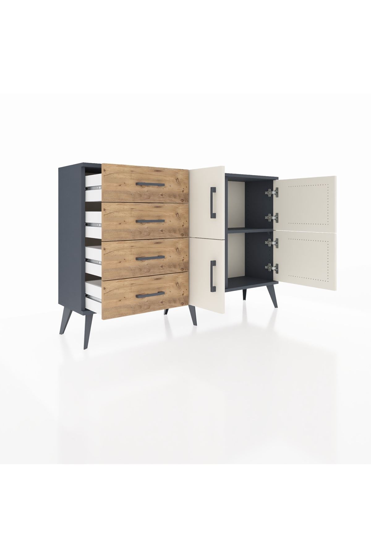 Arges Konsol 2 Raflı 4 Çekmeceli 4 Kapaklı 132x30x83 - S144M032V15A