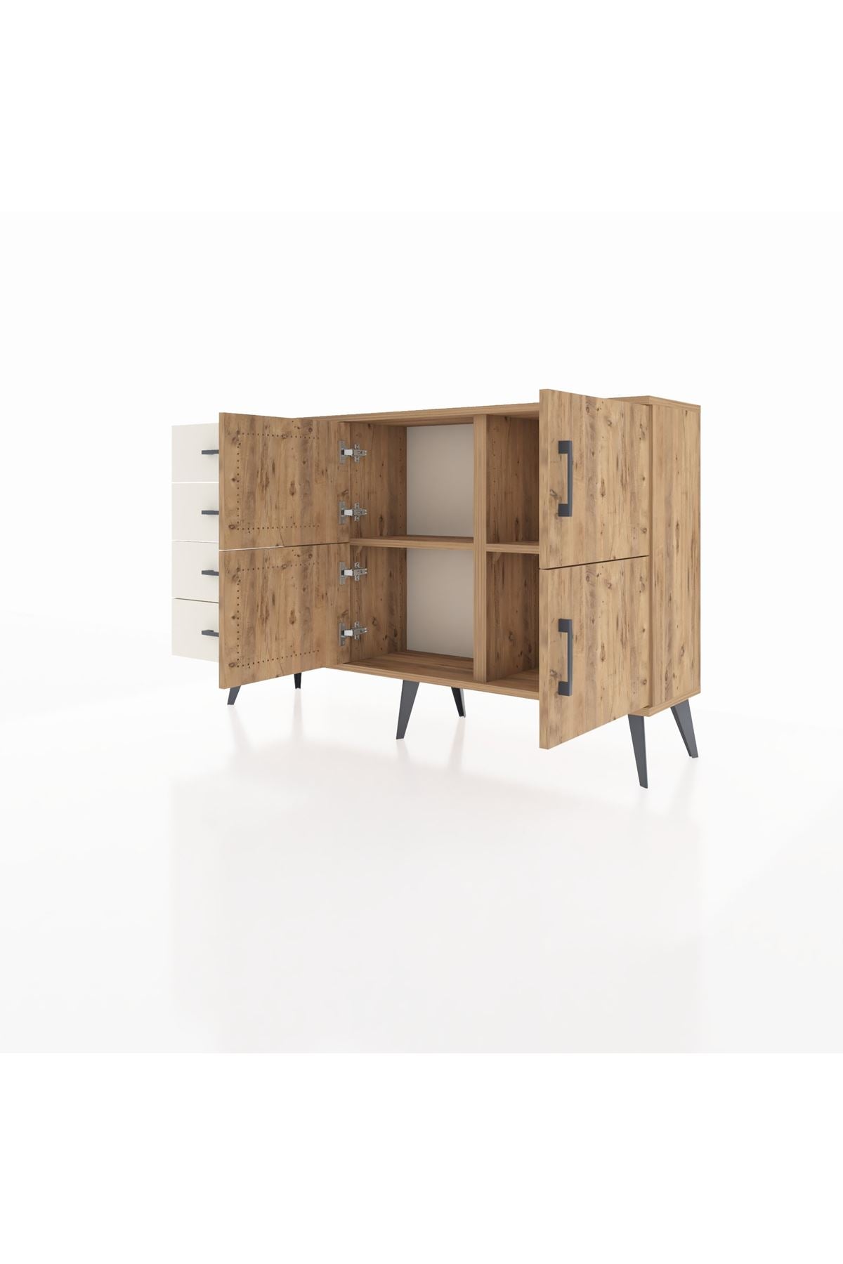 Arges Konsol 2 Raflı 4 Çekmeceli 4 Kapaklı 132x30x83 - S144M032V19A