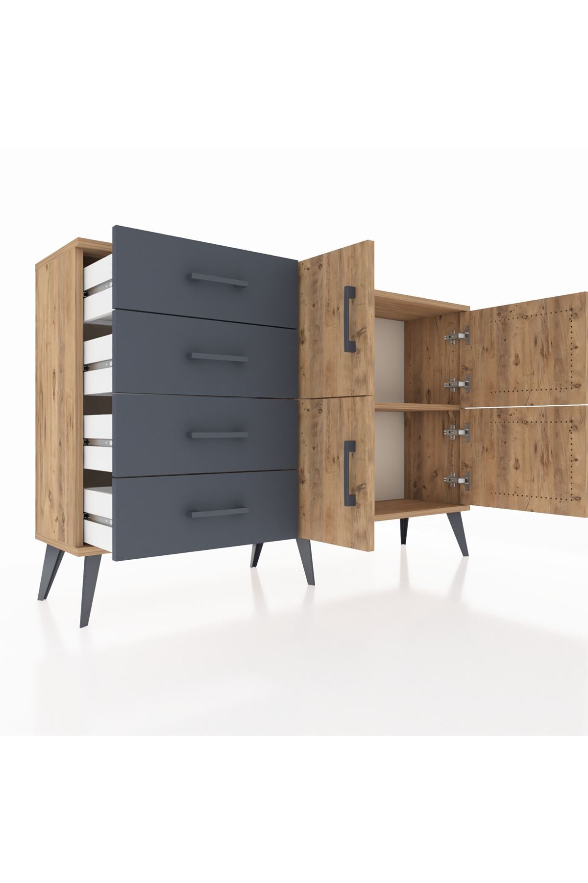 Arges Konsol 2 Raflı 4 Çekmeceli 4 Kapaklı 132x30x83 - S144M032V20A