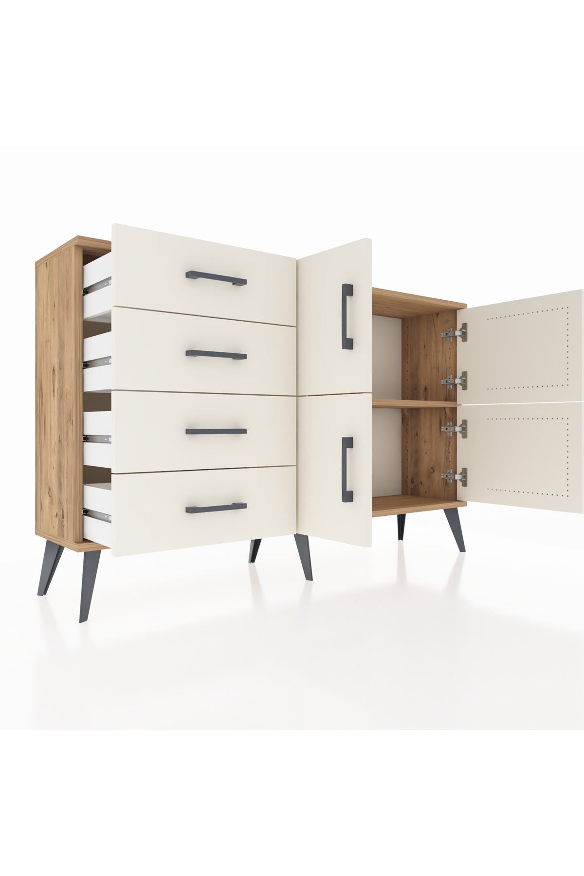 Arges Konsol 2 Raflı 4 Çekmeceli 4 Kapaklı 132x30x83 - S144M032V22A