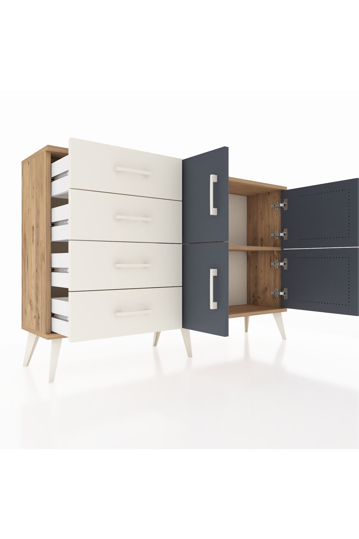 Arges Konsol 2 Raflı 4 Çekmeceli 4 Kapaklı 132x30x83 - S144M032V25A