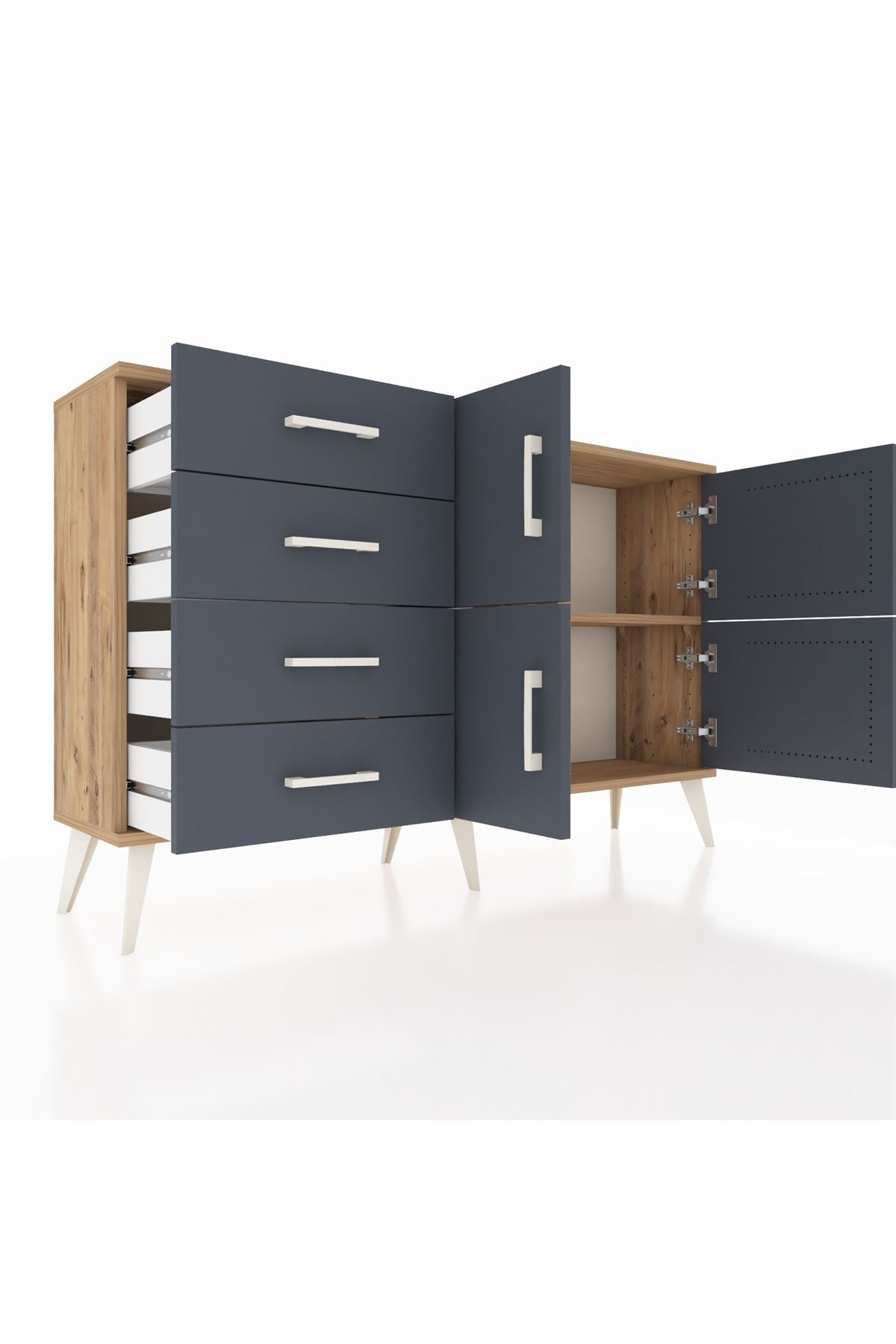 Arges Konsol 2 Raflı 4 Çekmeceli 4 Kapaklı 132x30x83 - S144M032V26A