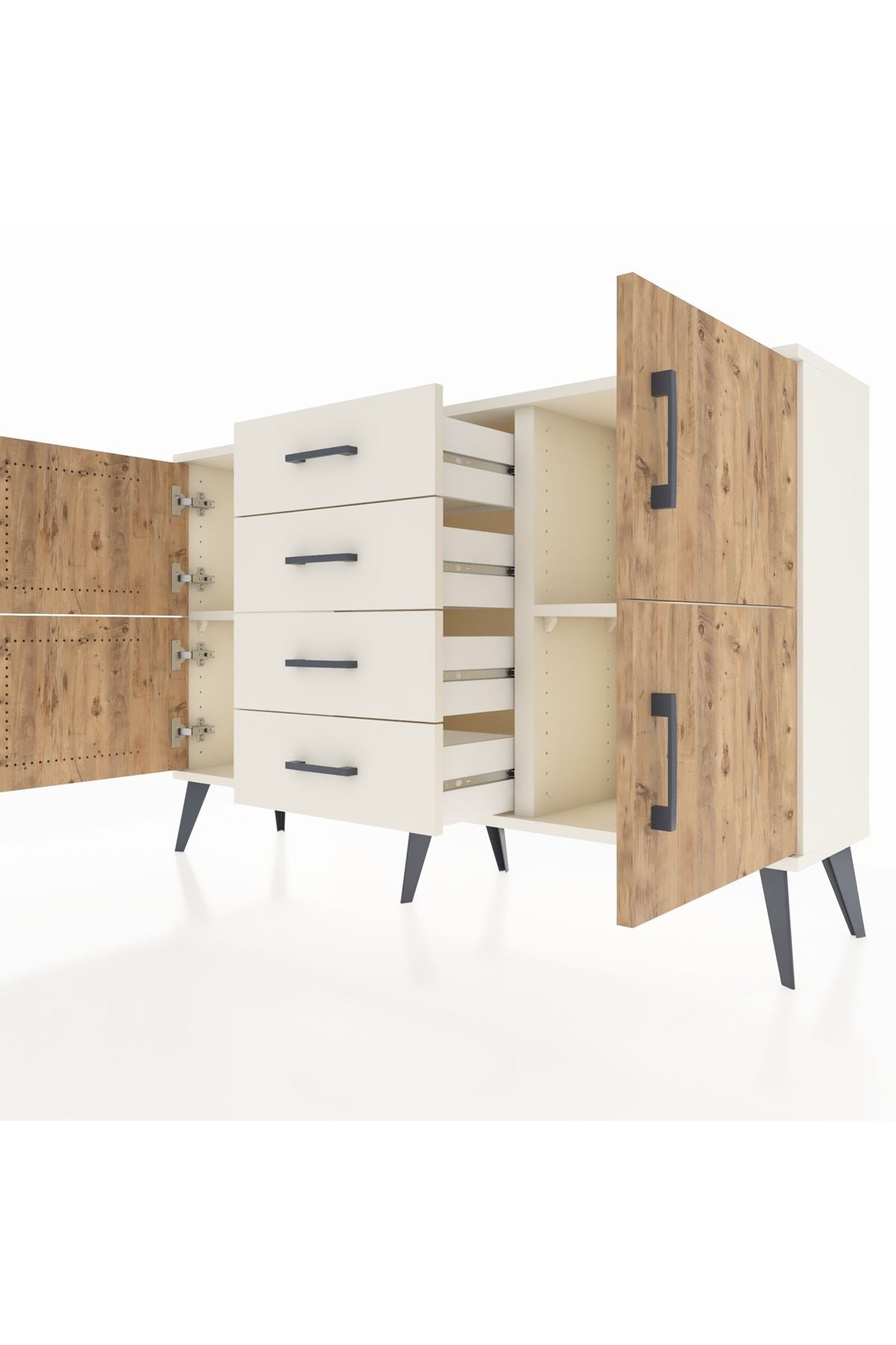 Arges Konsol 2 Raflı 4 Çekmeceli 4 Kapaklı 132x30x83 - S144M033V01A