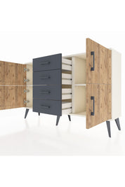 Arges Konsol 2 Raflı 4 Çekmeceli 4 Kapaklı 132x30x83 - S144M033V02A