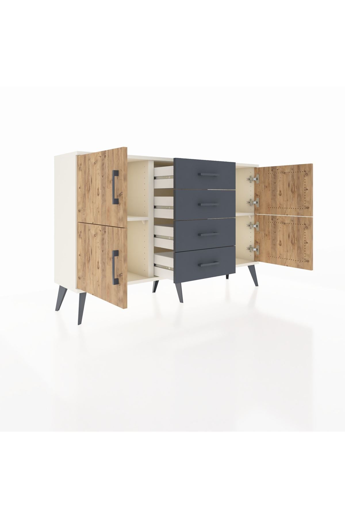 Arges Konsol 2 Raflı 4 Çekmeceli 4 Kapaklı 132x30x83 - S144M033V02A