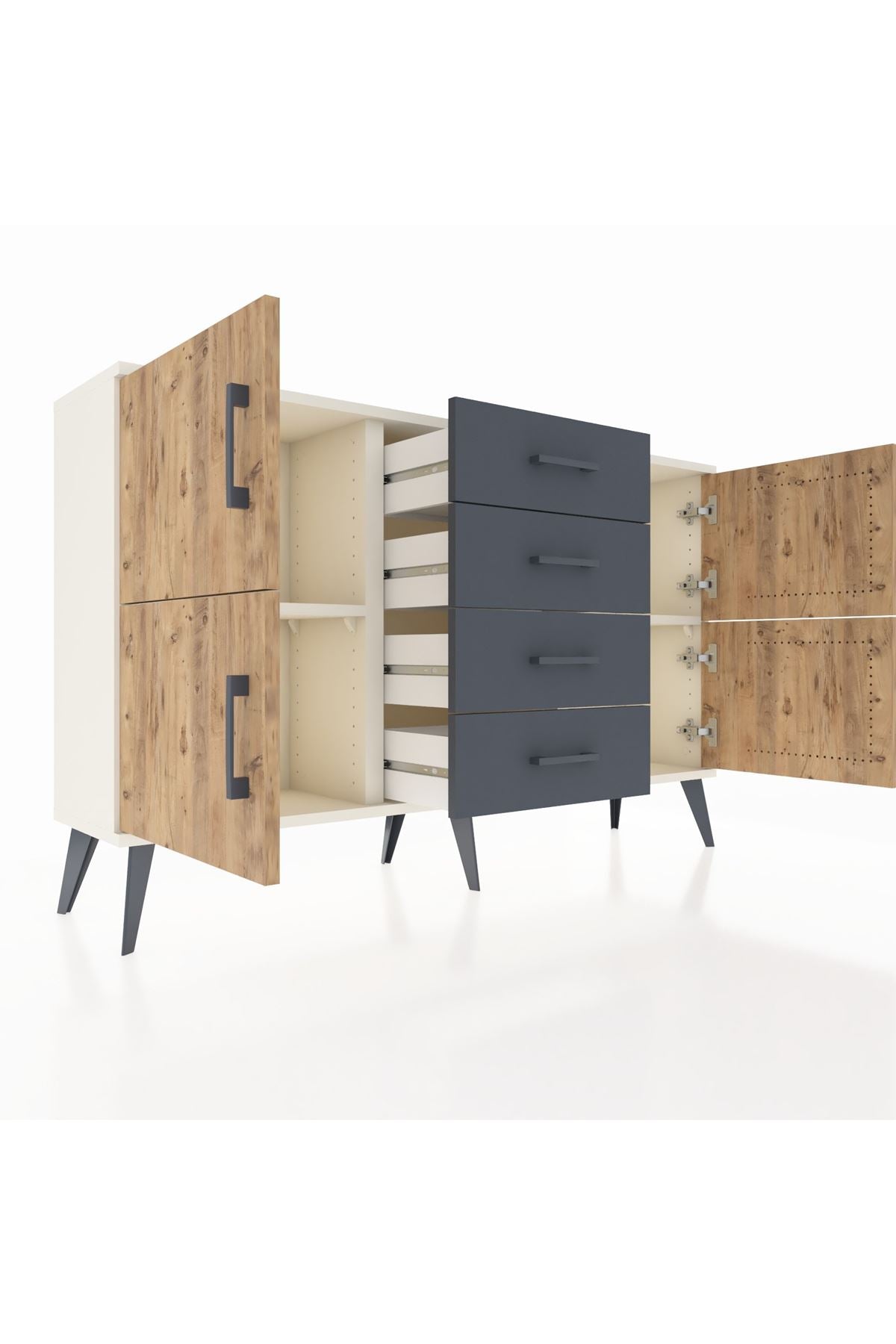 Arges Konsol 2 Raflı 4 Çekmeceli 4 Kapaklı 132x30x83 - S144M033V02A