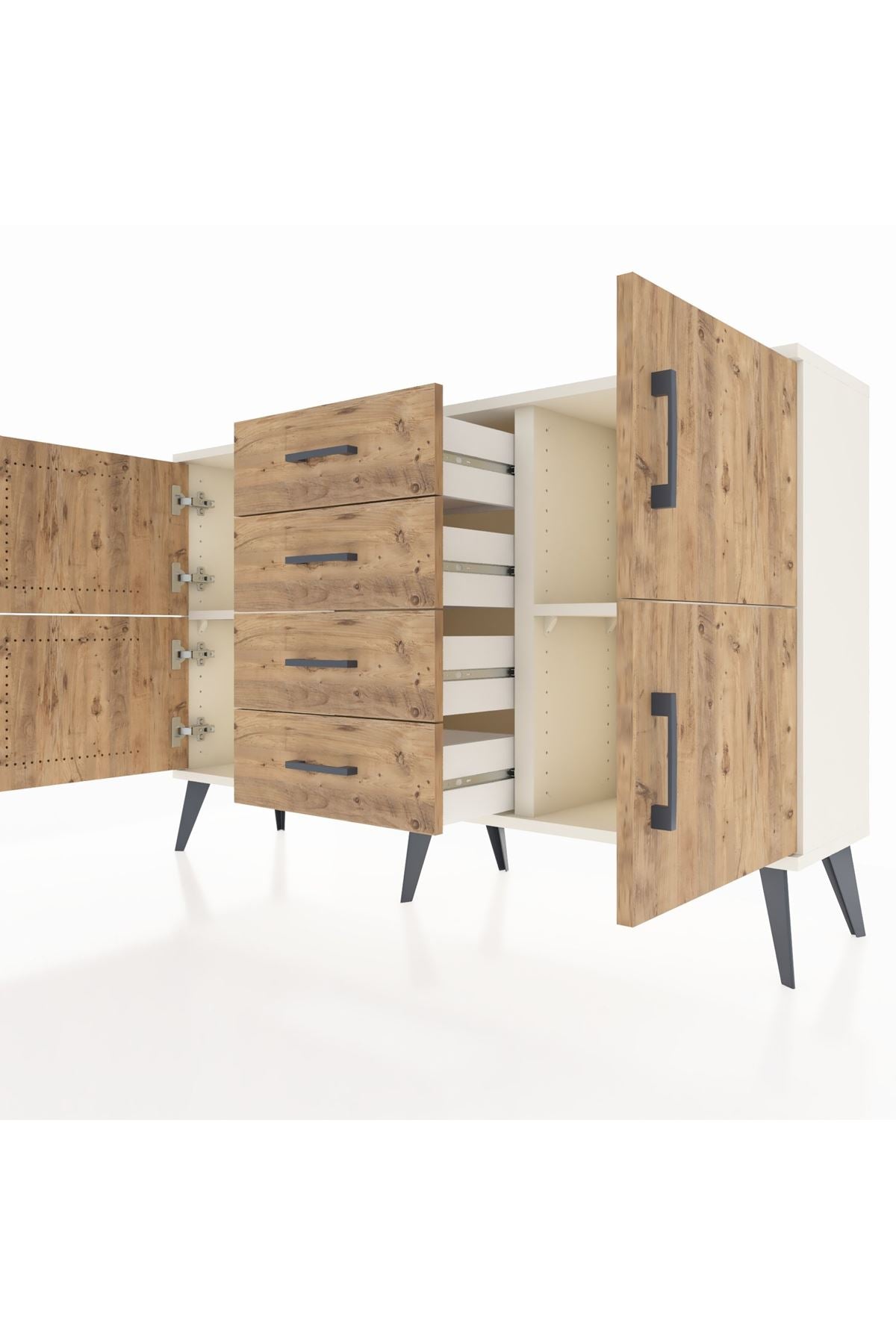 Arges Konsol 2 Raflı 4 Çekmeceli 4 Kapaklı 132x30x83 - S144M033V03A