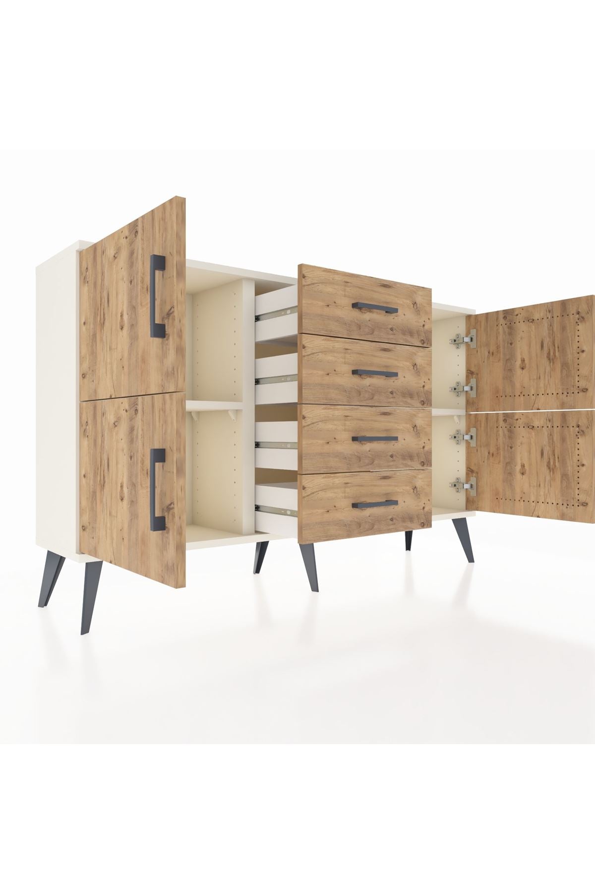 Arges Konsol 2 Raflı 4 Çekmeceli 4 Kapaklı 132x30x83 - S144M033V03A