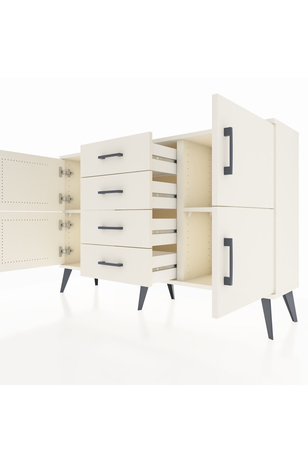 Arges Konsol 2 Raflı 4 Çekmeceli 4 Kapaklı 132x30x83 - S144M033V04A