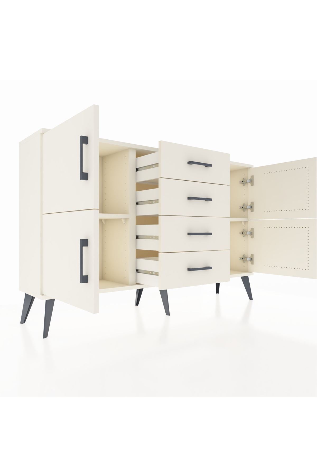 Arges Konsol 2 Raflı 4 Çekmeceli 4 Kapaklı 132x30x83 - S144M033V04A