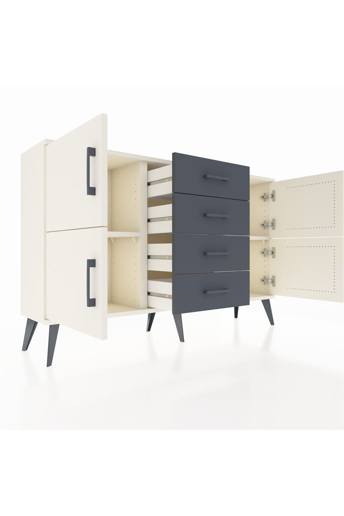 Arges Konsol 2 Raflı 4 Çekmeceli 4 Kapaklı 132x30x83 - S144M033V05A