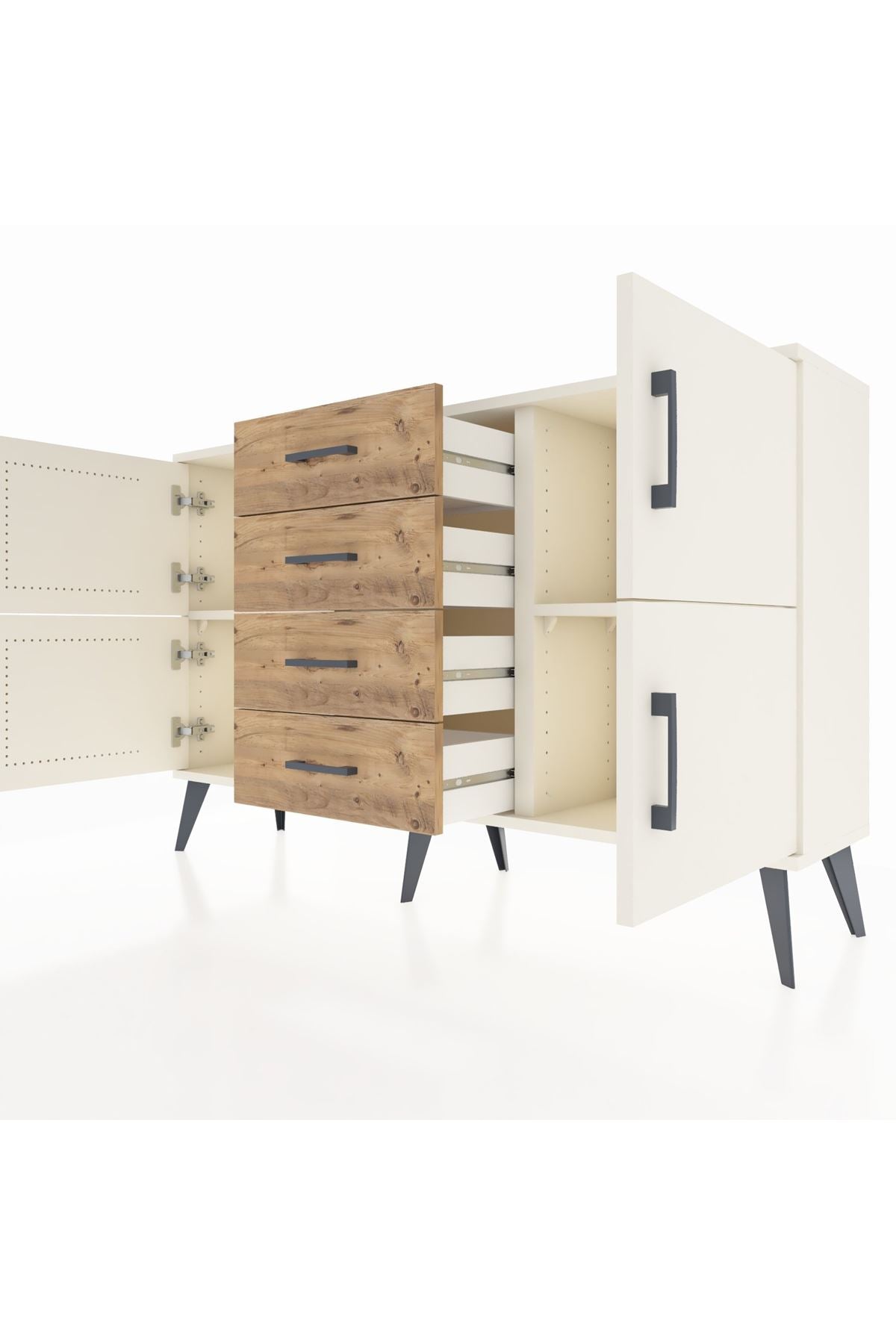 Arges Konsol 2 Raflı 4 Çekmeceli 4 Kapaklı 132x30x83 - S144M033V06A