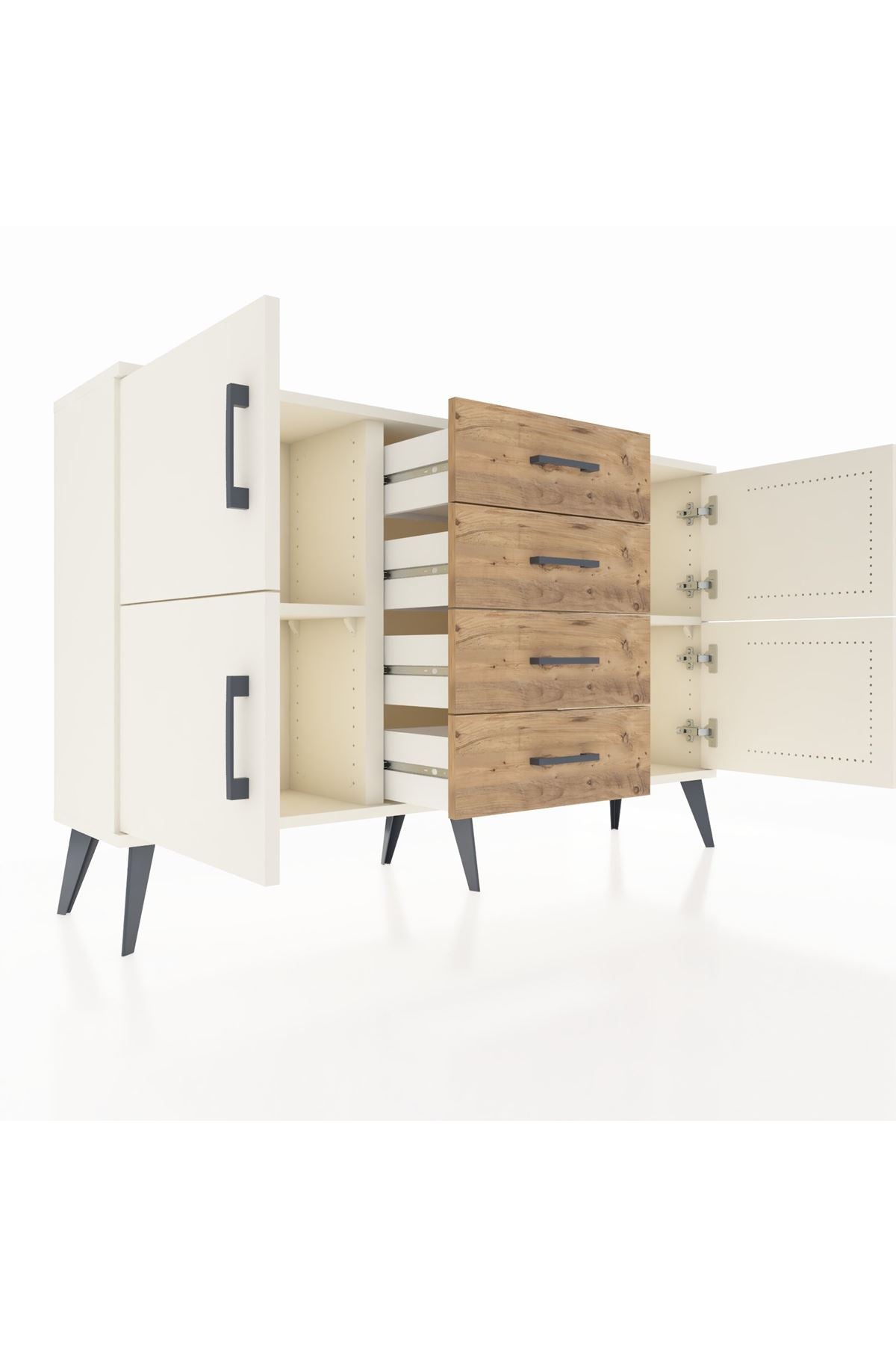 Arges Konsol 2 Raflı 4 Çekmeceli 4 Kapaklı 132x30x83 - S144M033V06A