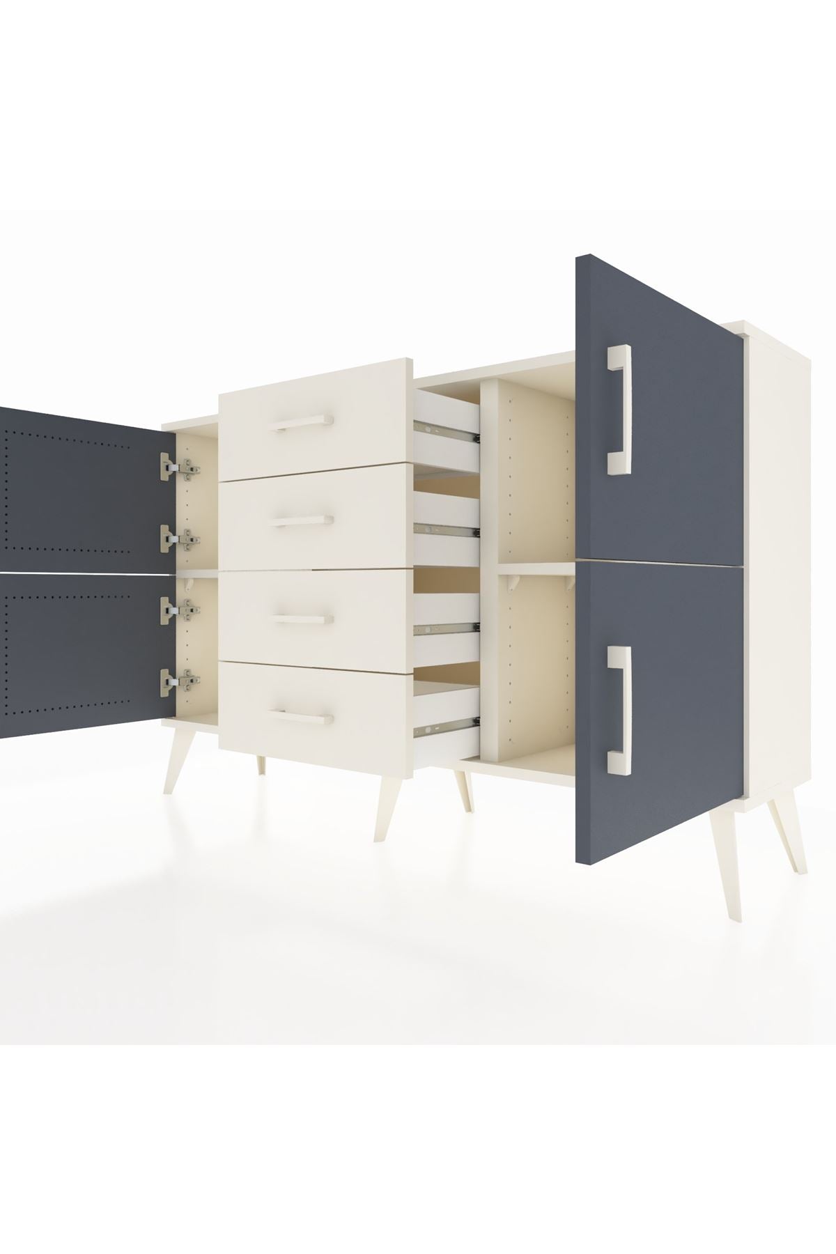 Arges Konsol 2 Raflı 4 Çekmeceli 4 Kapaklı 132x30x83 - S144M033V07A