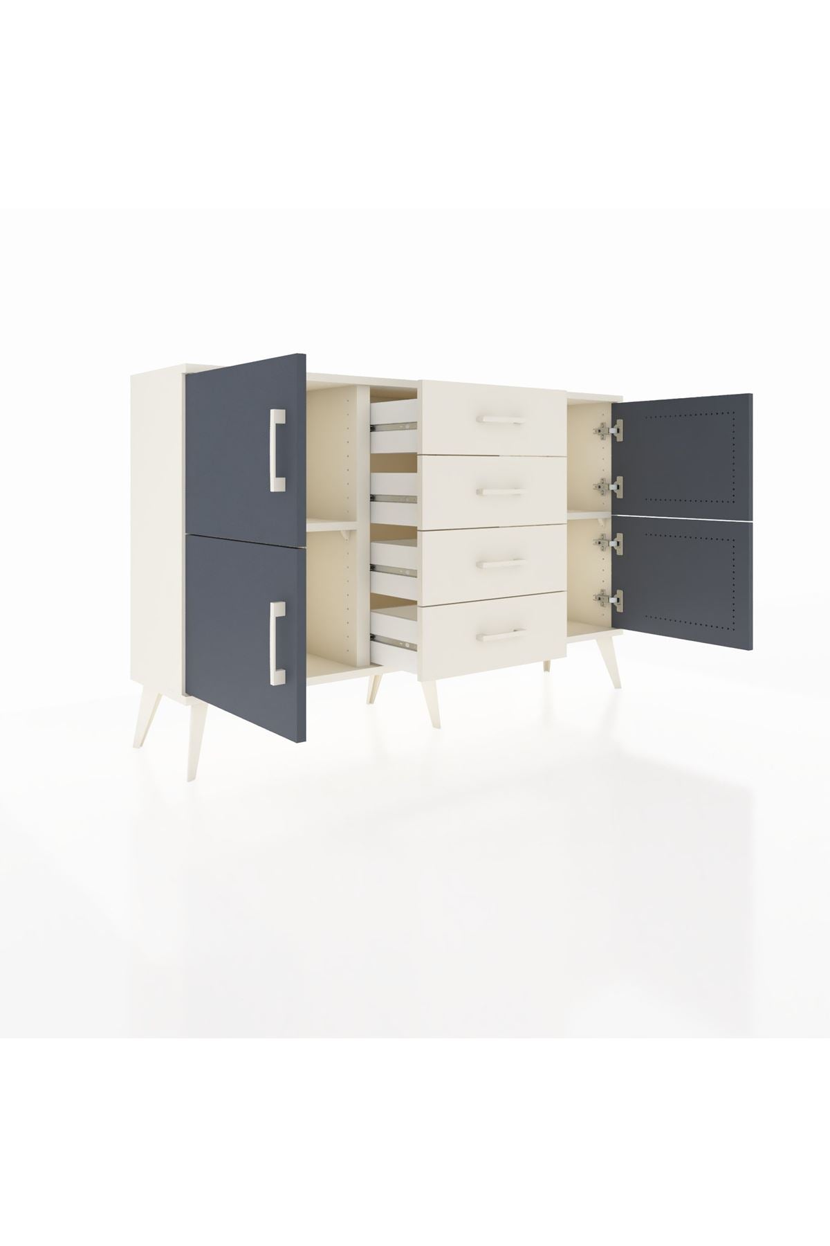 Arges Konsol 2 Raflı 4 Çekmeceli 4 Kapaklı 132x30x83 - S144M033V07A