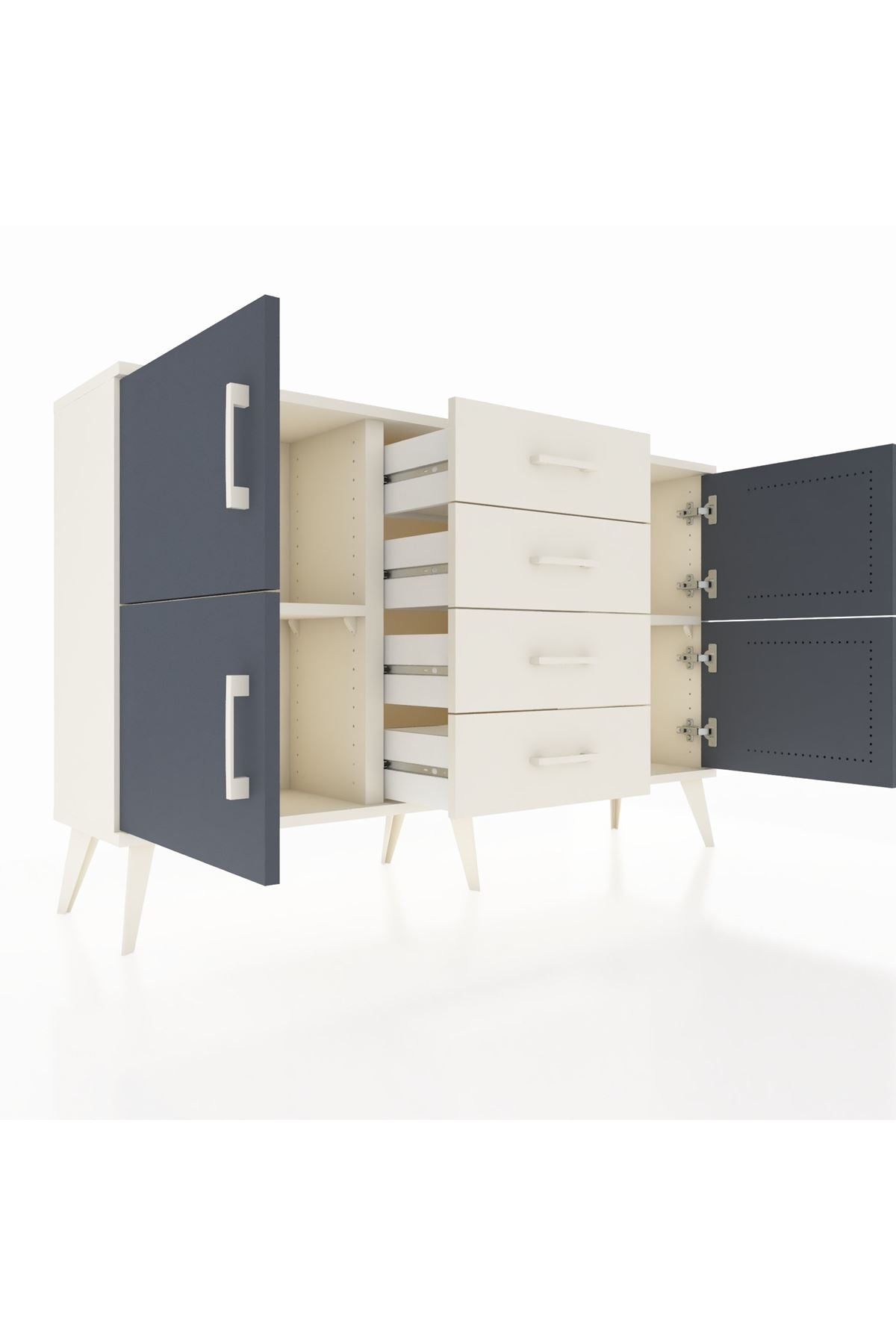 Arges Konsol 2 Raflı 4 Çekmeceli 4 Kapaklı 132x30x83 - S144M033V07A