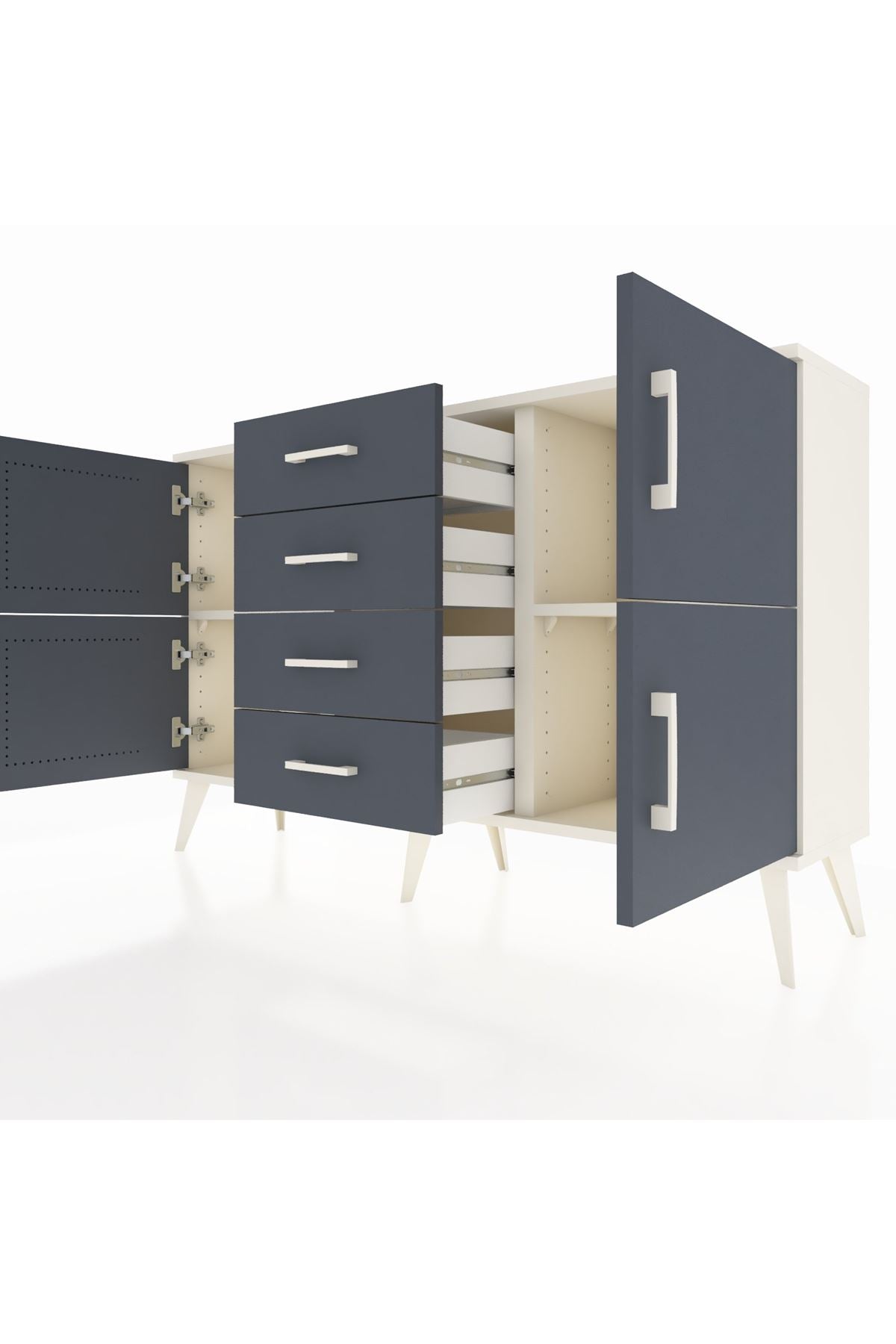 Arges Konsol 2 Raflı 4 Çekmeceli 4 Kapaklı 132x30x83 - S144M033V08A