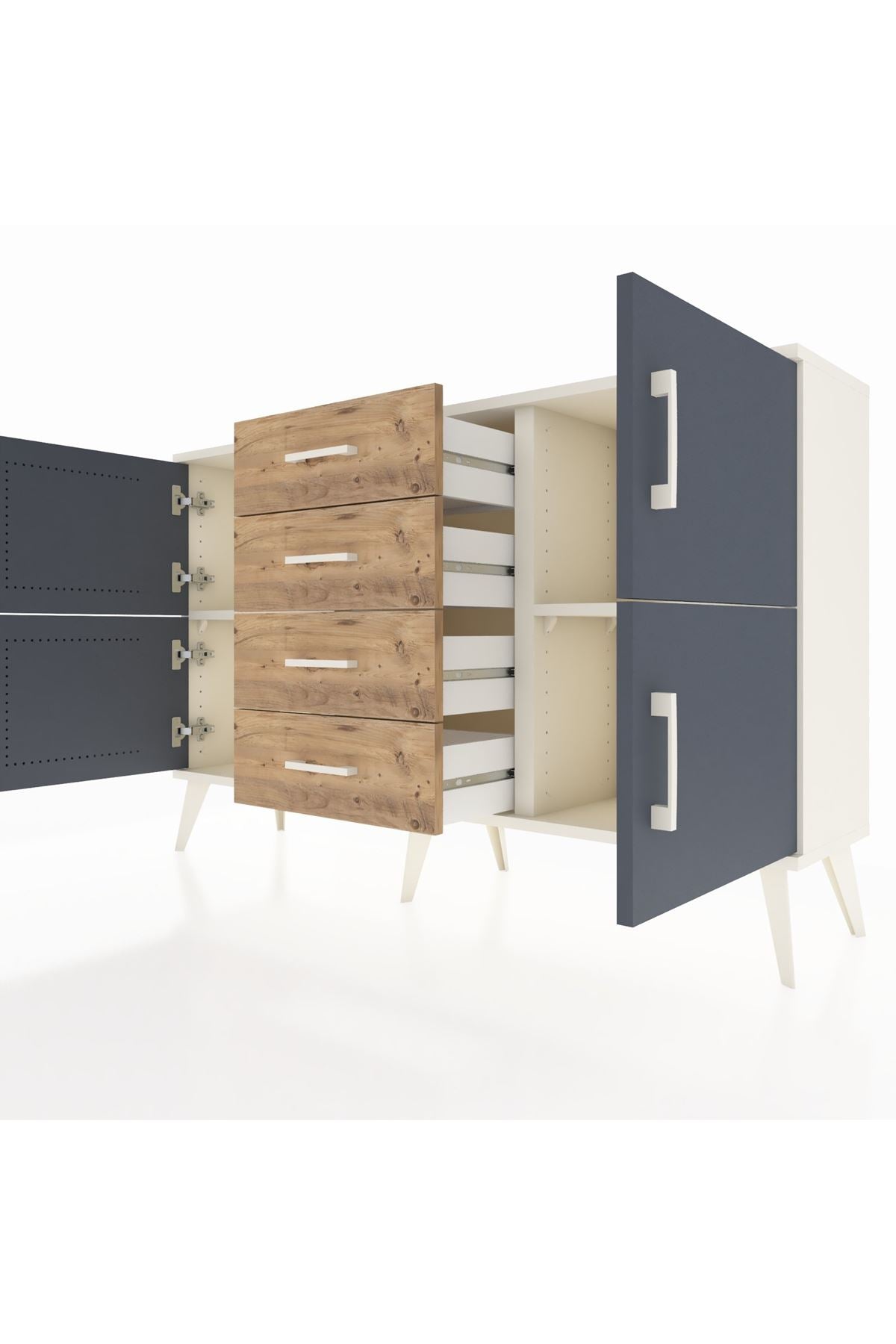 Arges Konsol 2 Raflı 4 Çekmeceli 4 Kapaklı 132x30x83 - S144M033V09A