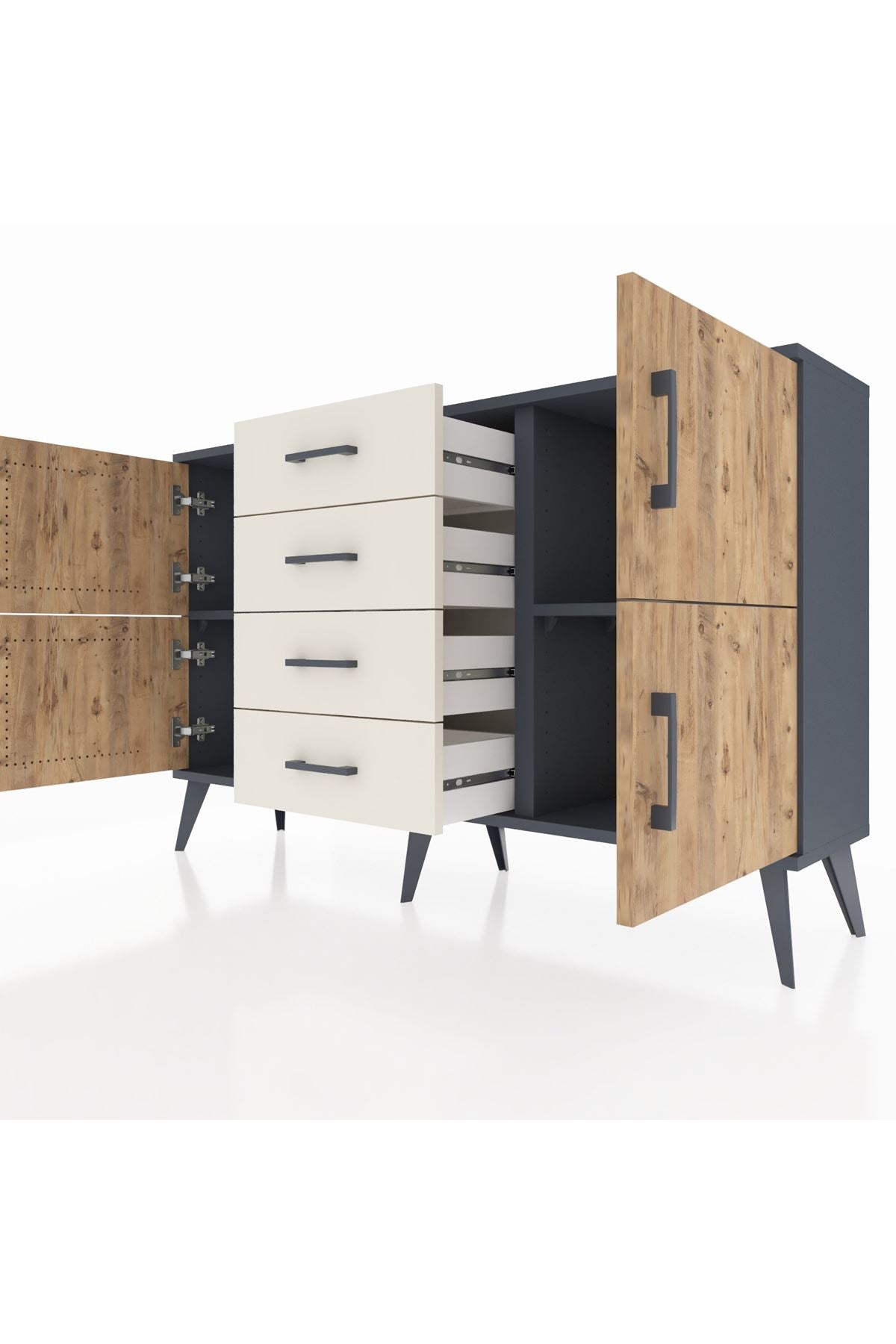 Arges Konsol 2 Raflı 4 Çekmeceli 4 Kapaklı 132x30x83 - S144M033V10A