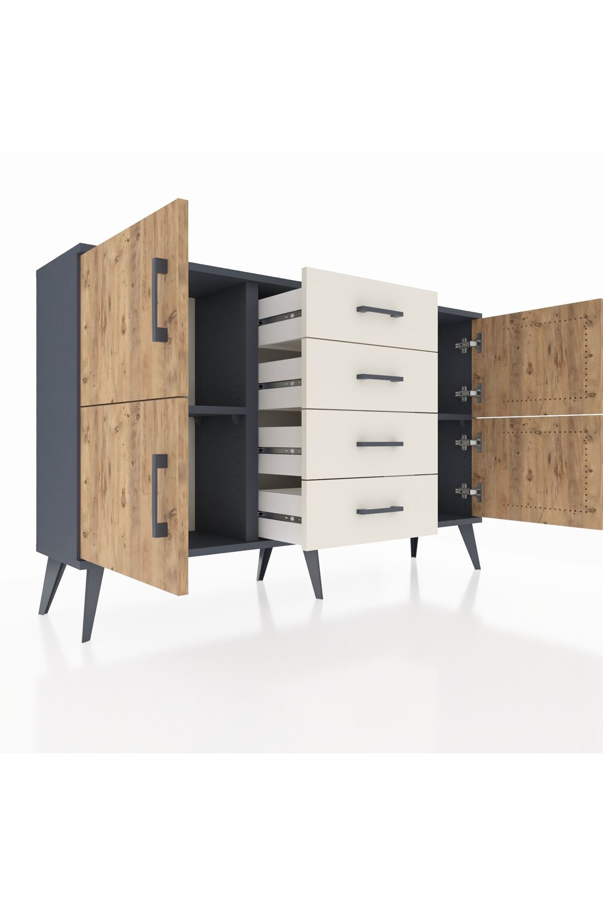 Arges Konsol 2 Raflı 4 Çekmeceli 4 Kapaklı 132x30x83 - S144M033V10A