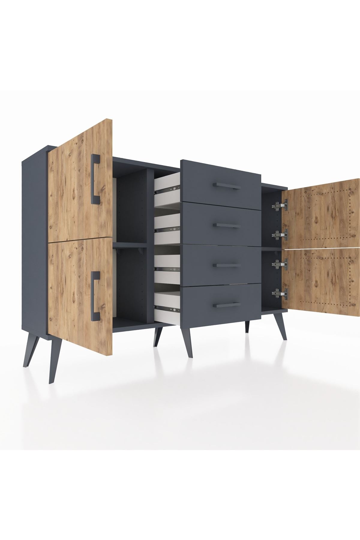 Arges Konsol 2 Raflı 4 Çekmeceli 4 Kapaklı 132x30x83 - S144M033V11A