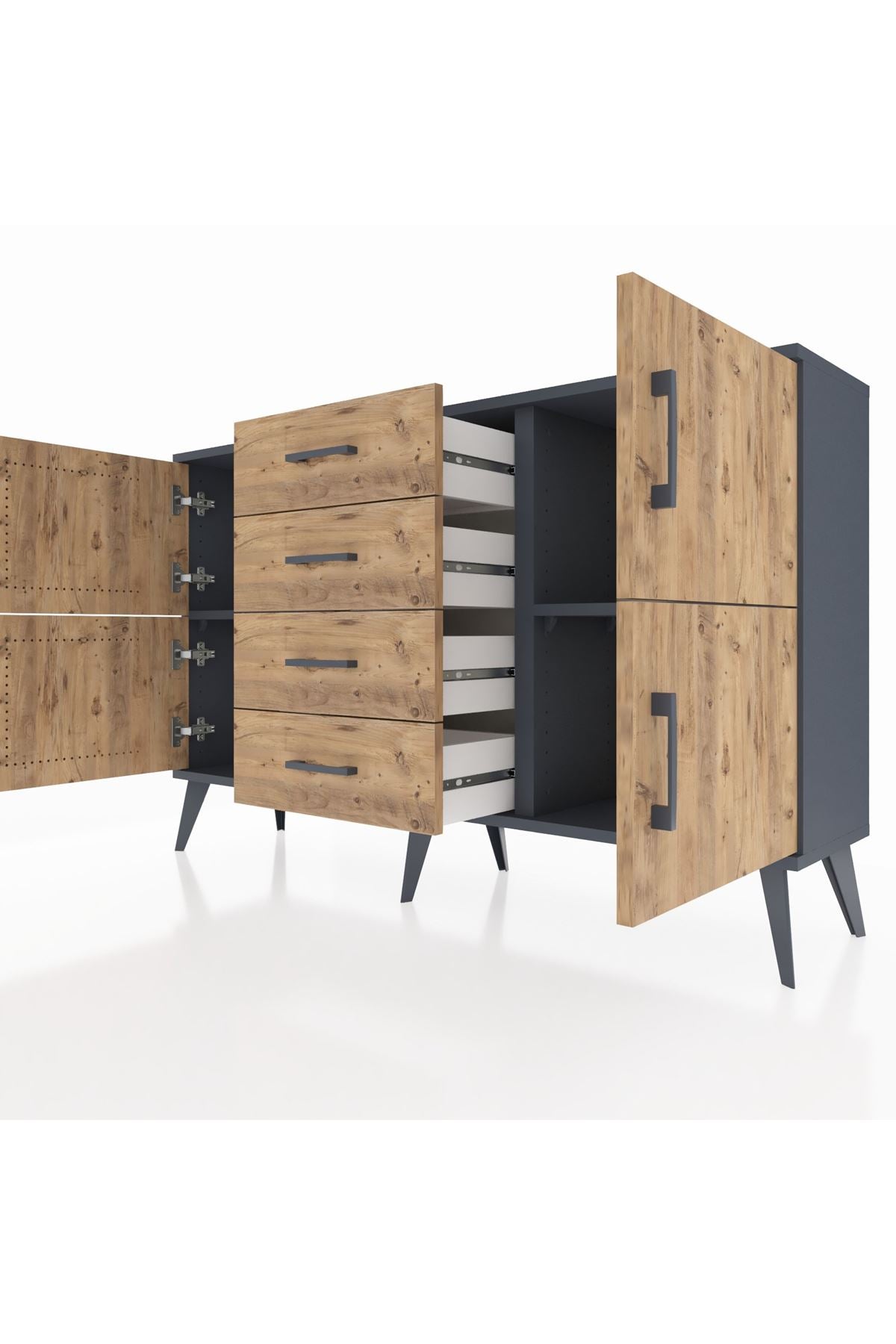 Arges Konsol 2 Raflı 4 Çekmeceli 4 Kapaklı 132x30x83 - S144M033V12A