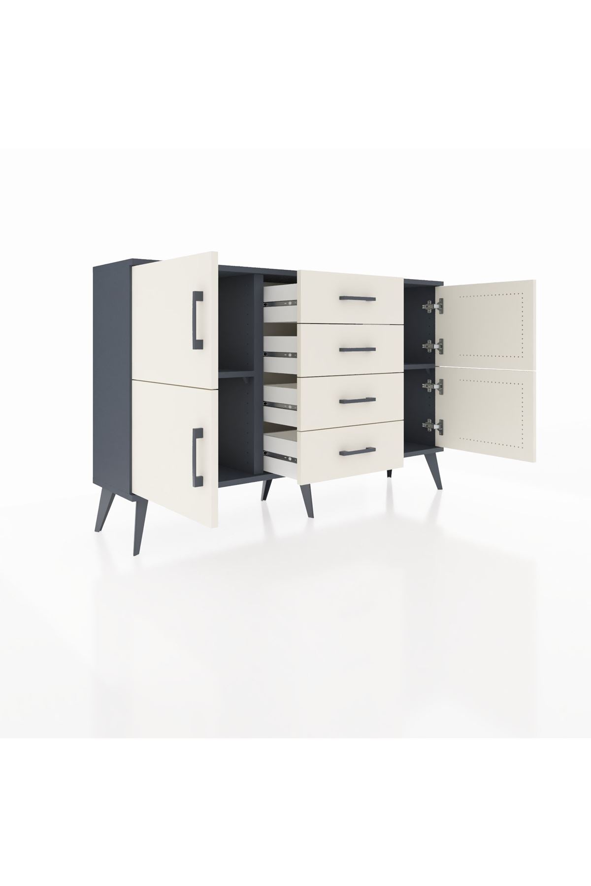 Arges Konsol 2 Raflı 4 Çekmeceli 4 Kapaklı 132x30x83 - S144M033V13A