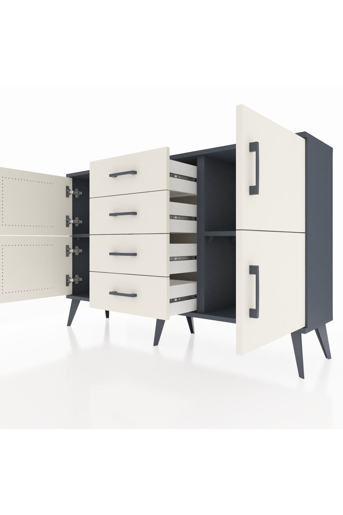 Arges Konsol 2 Raflı 4 Çekmeceli 4 Kapaklı 132x30x83 - S144M033V13A