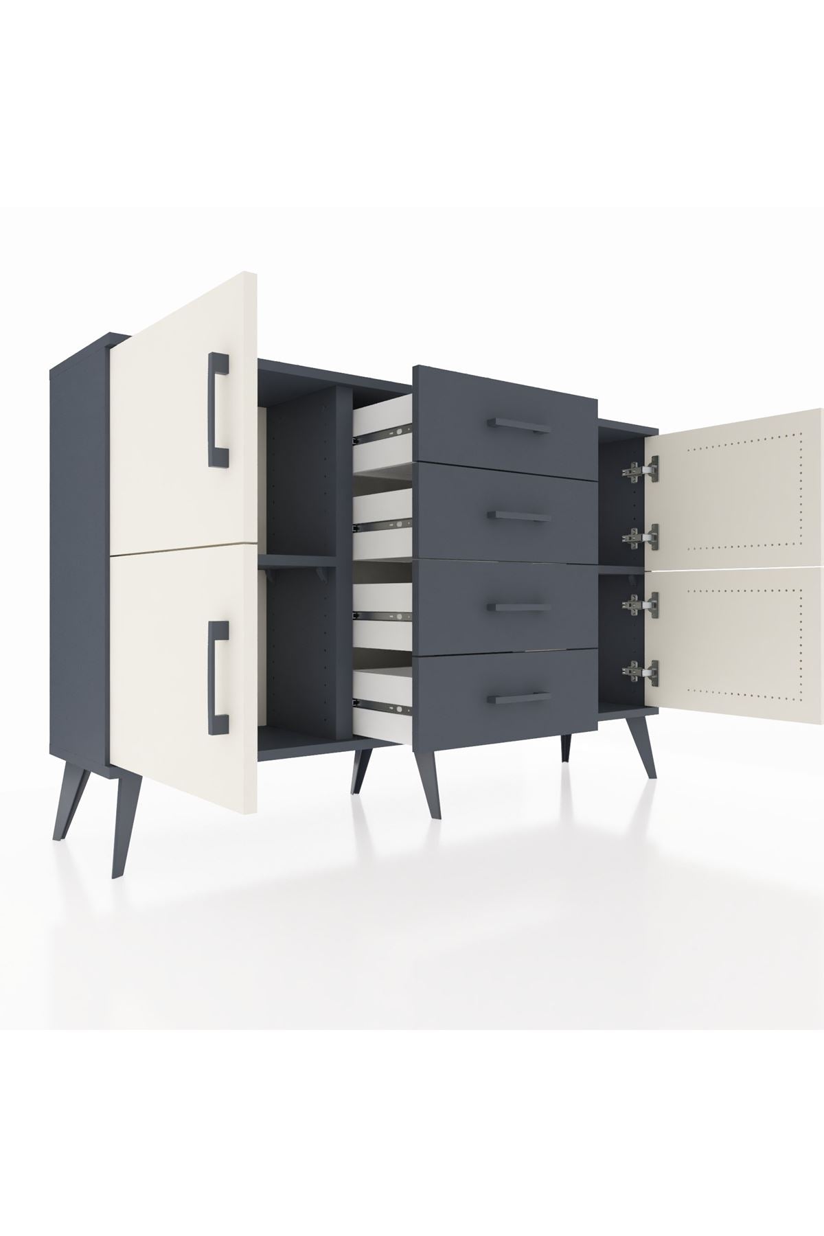 Arges Konsol 2 Raflı 4 Çekmeceli 4 Kapaklı 132x30x83 - S144M033V14A