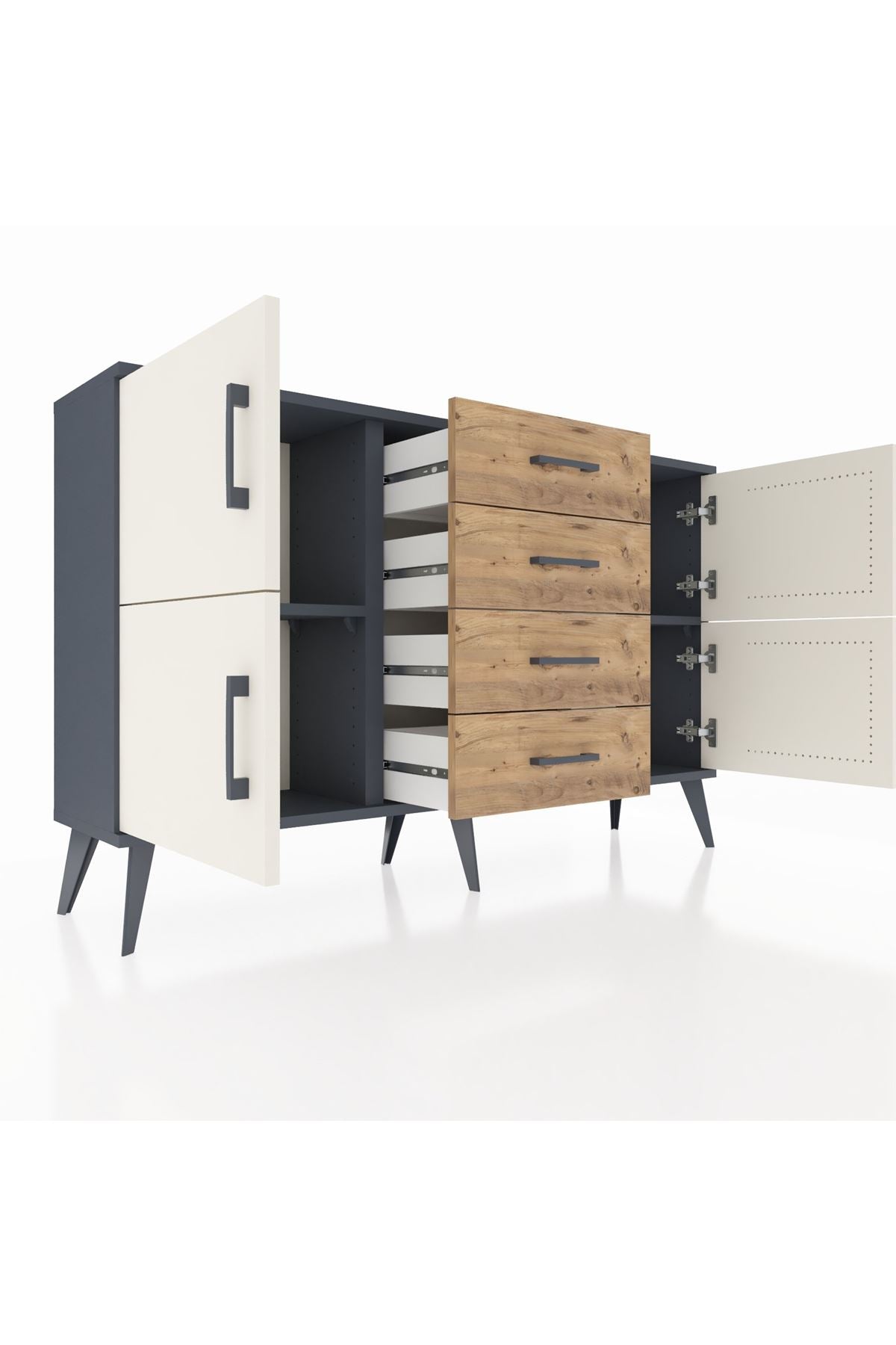 Arges Konsol 2 Raflı 4 Çekmeceli 4 Kapaklı 132x30x83 - S144M033V15A