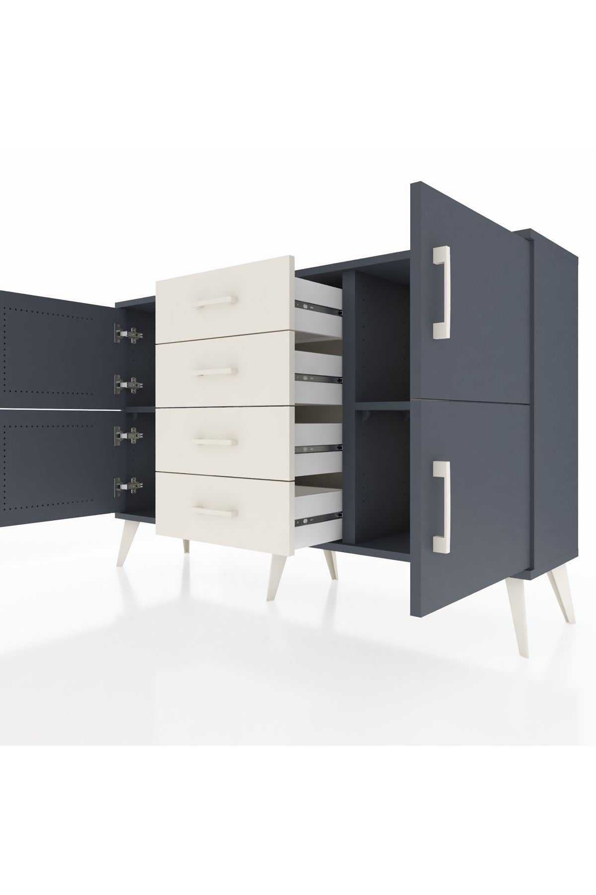 Arges Konsol 2 Raflı 4 Çekmeceli 4 Kapaklı 132x30x83 - S144M033V16A