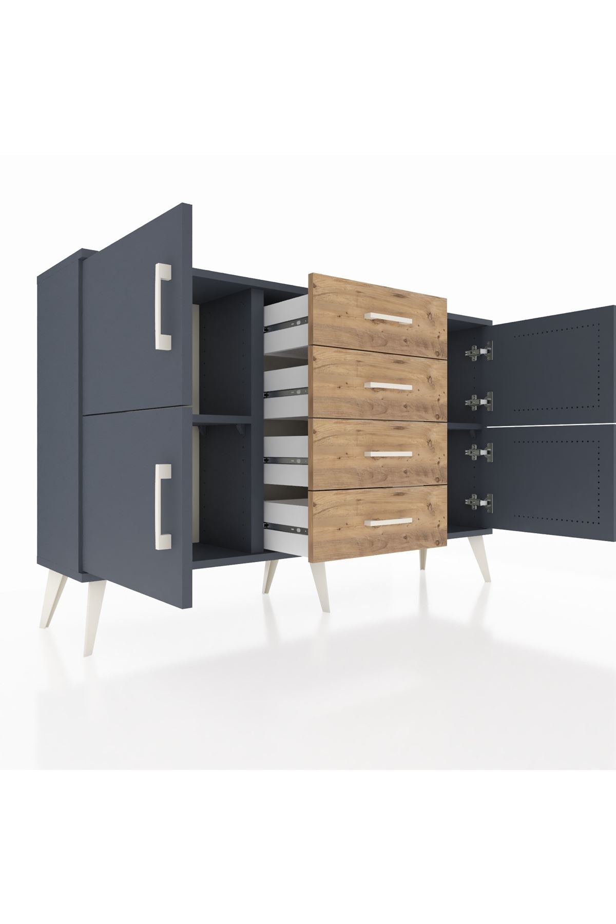 Arges Konsol 2 Raflı 4 Çekmeceli 4 Kapaklı 132x30x83 - S144M033V18A