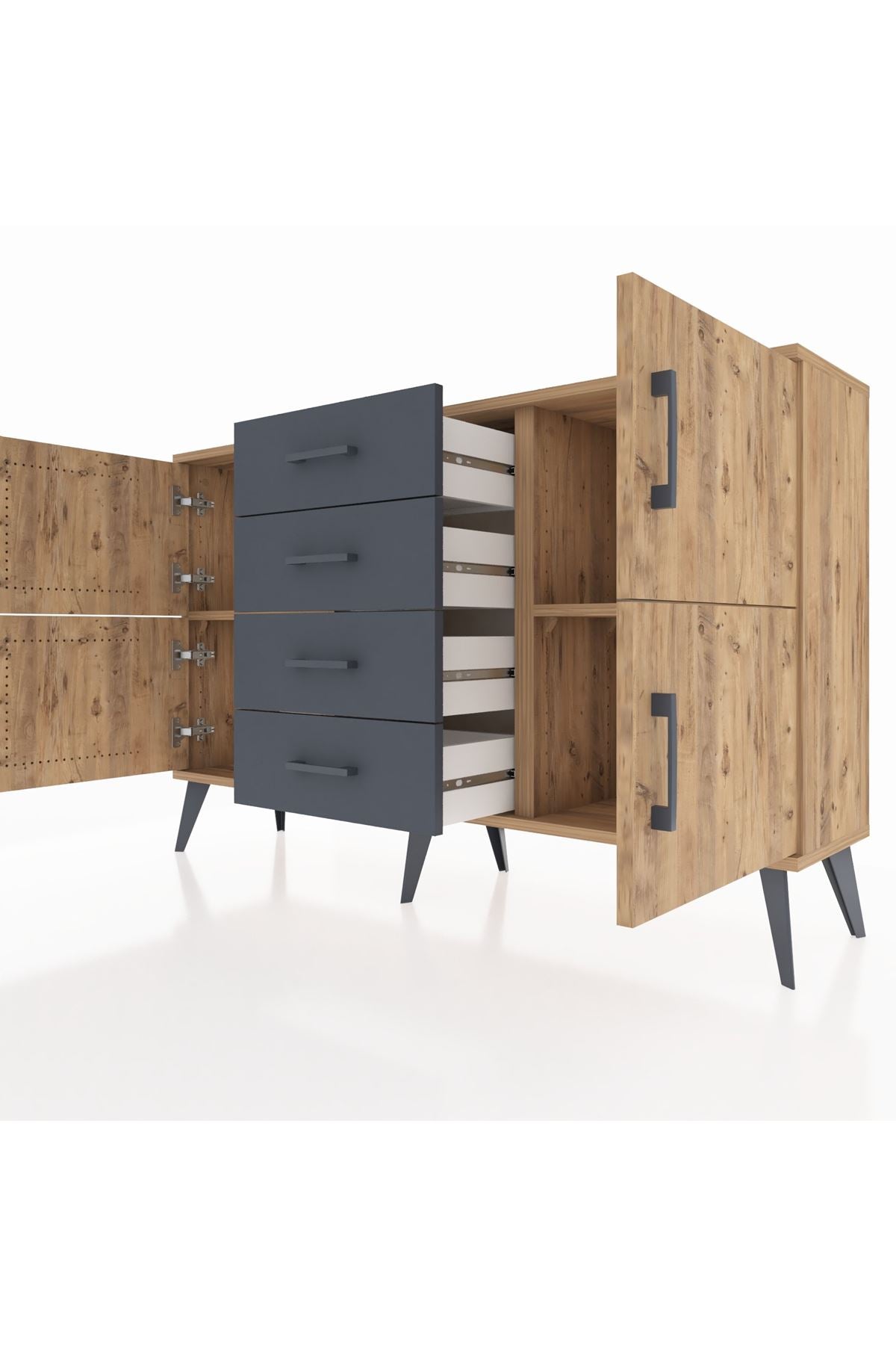 Arges Konsol 2 Raflı 4 Çekmeceli 4 Kapaklı 132x30x83 - S144M033V20A