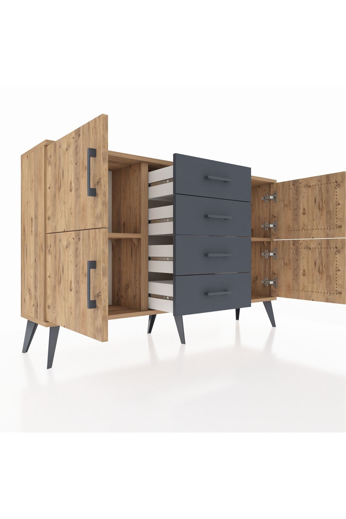 Arges Konsol 2 Raflı 4 Çekmeceli 4 Kapaklı 132x30x83 - S144M033V20A