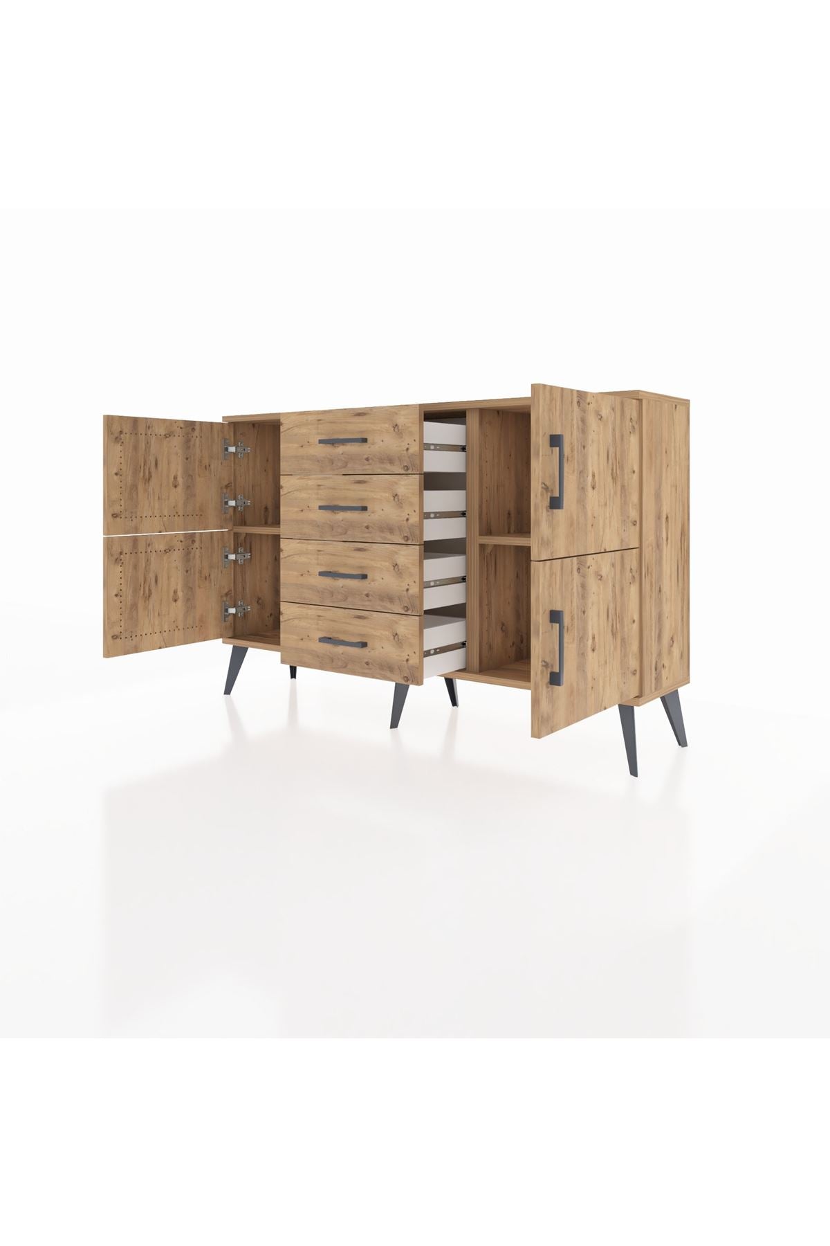 Arges Konsol 2 Raflı 4 Çekmeceli 4 Kapaklı 132x30x83 - S144M033V21A