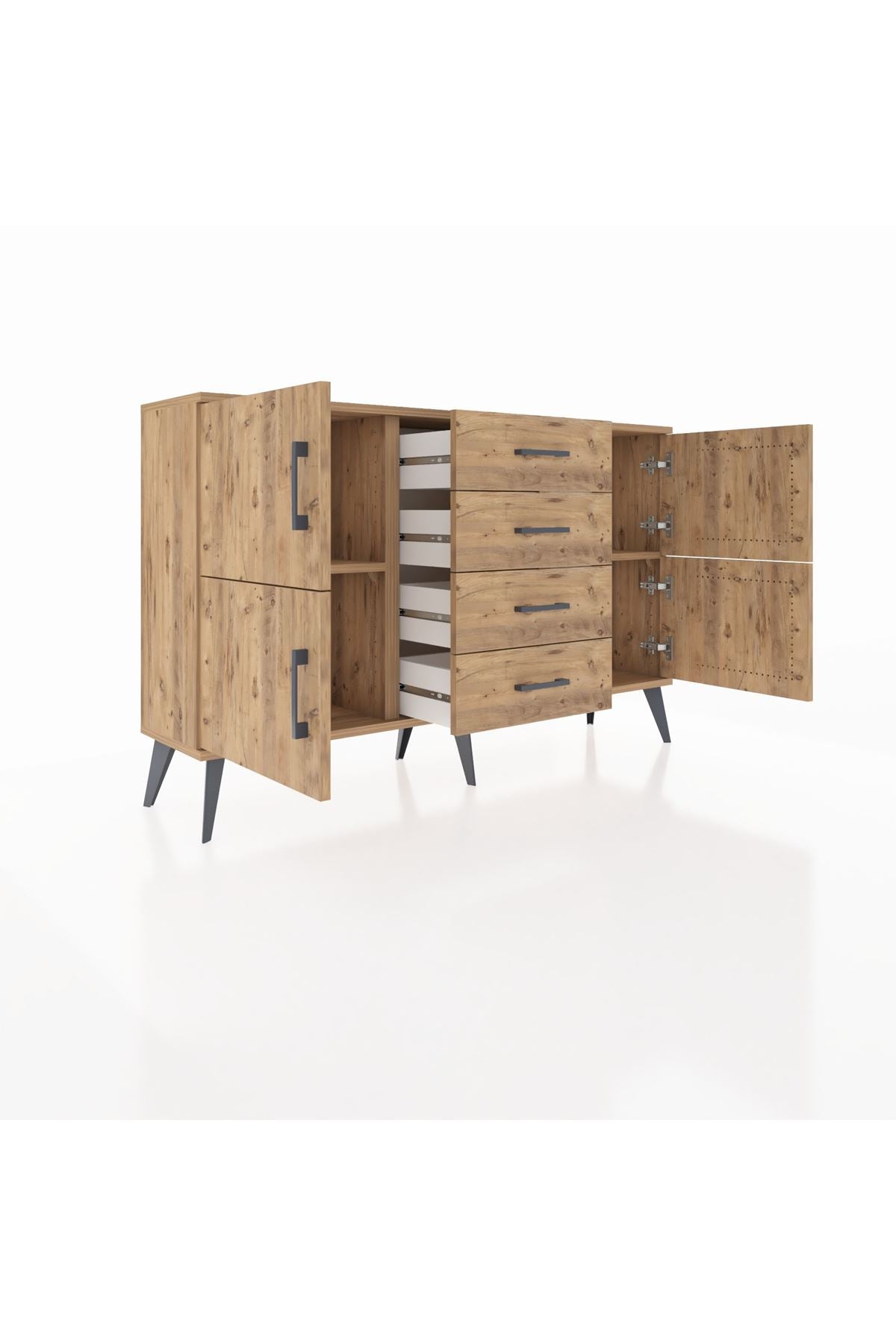 Arges Konsol 2 Raflı 4 Çekmeceli 4 Kapaklı 132x30x83 - S144M033V21A