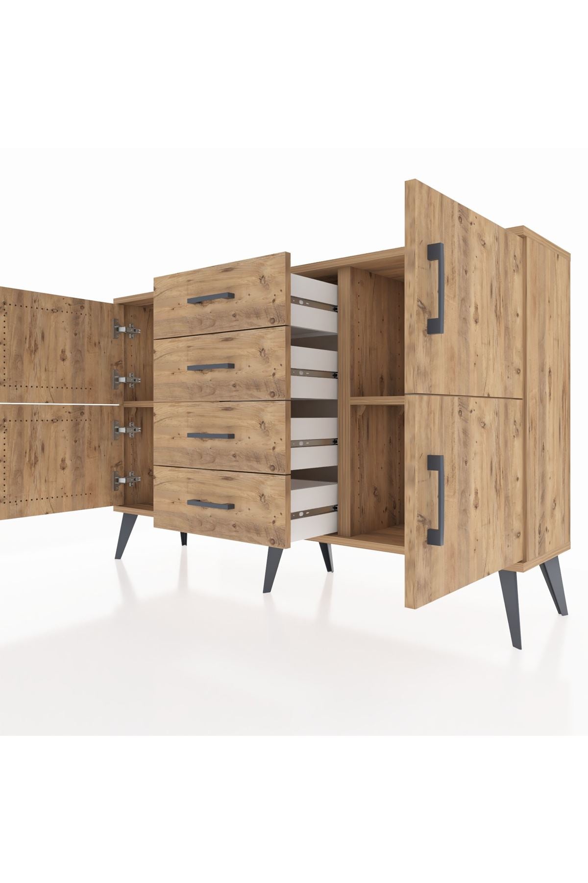 Arges Konsol 2 Raflı 4 Çekmeceli 4 Kapaklı 132x30x83 - S144M033V21A