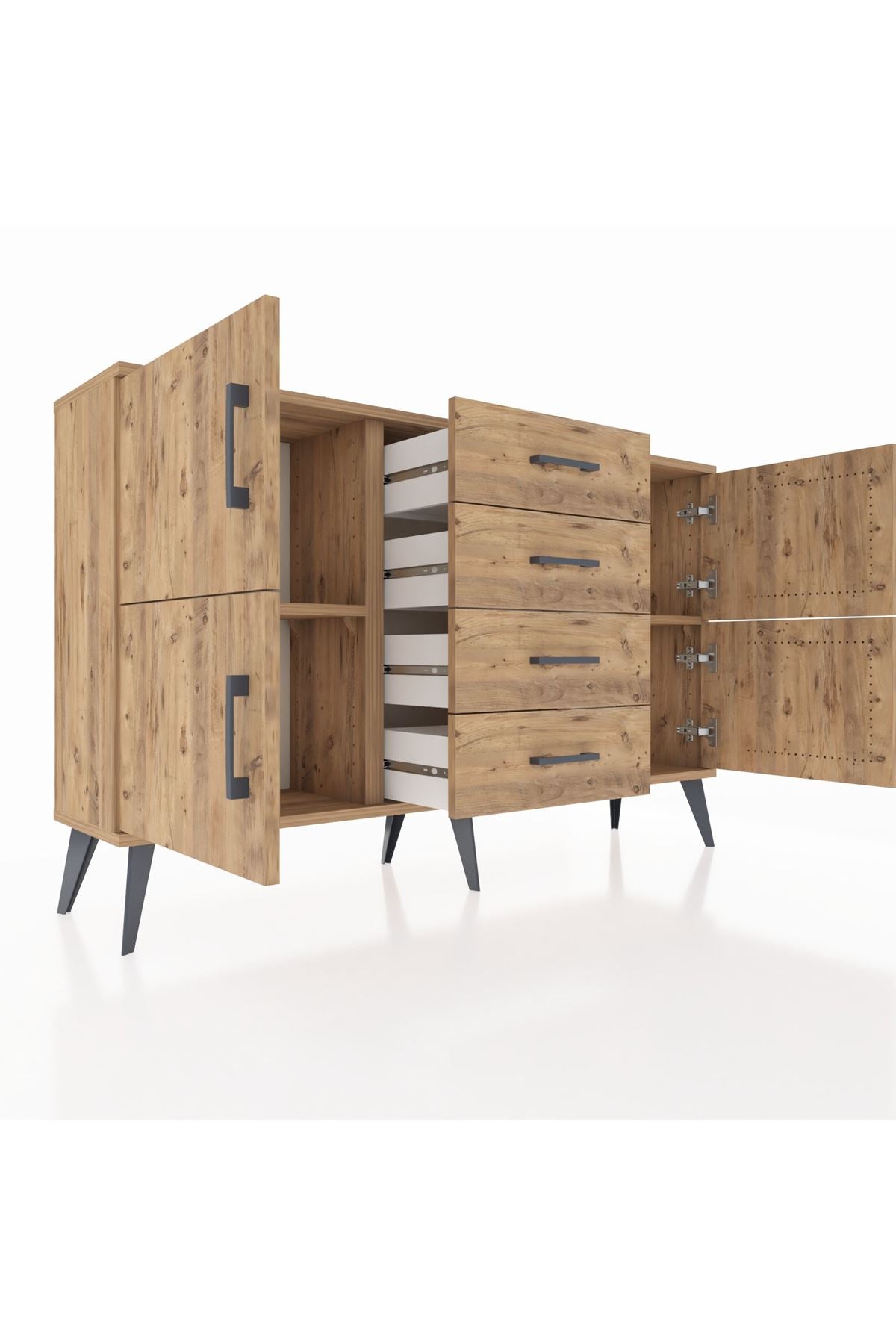 Arges Konsol 2 Raflı 4 Çekmeceli 4 Kapaklı 132x30x83 - S144M033V21A