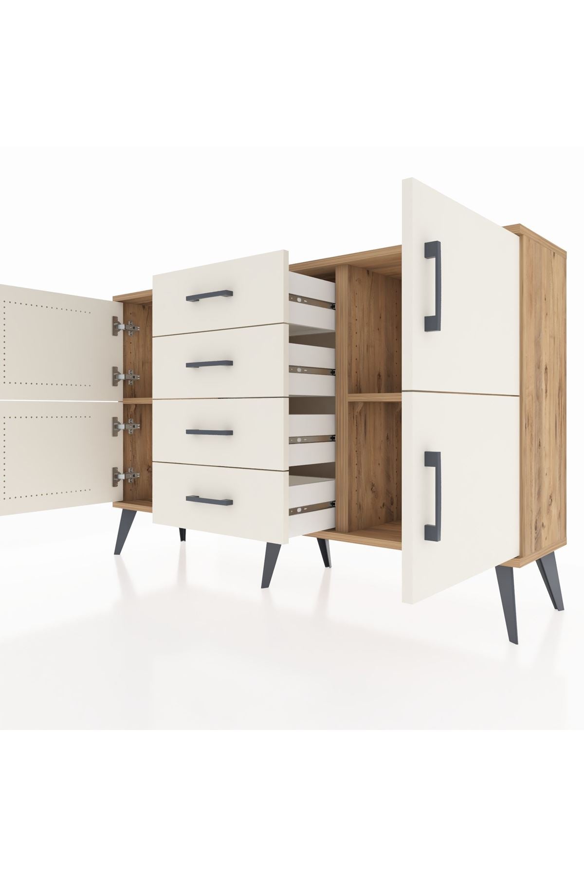 Arges Konsol 2 Raflı 4 Çekmeceli 4 Kapaklı 132x30x83 - S144M033V22A