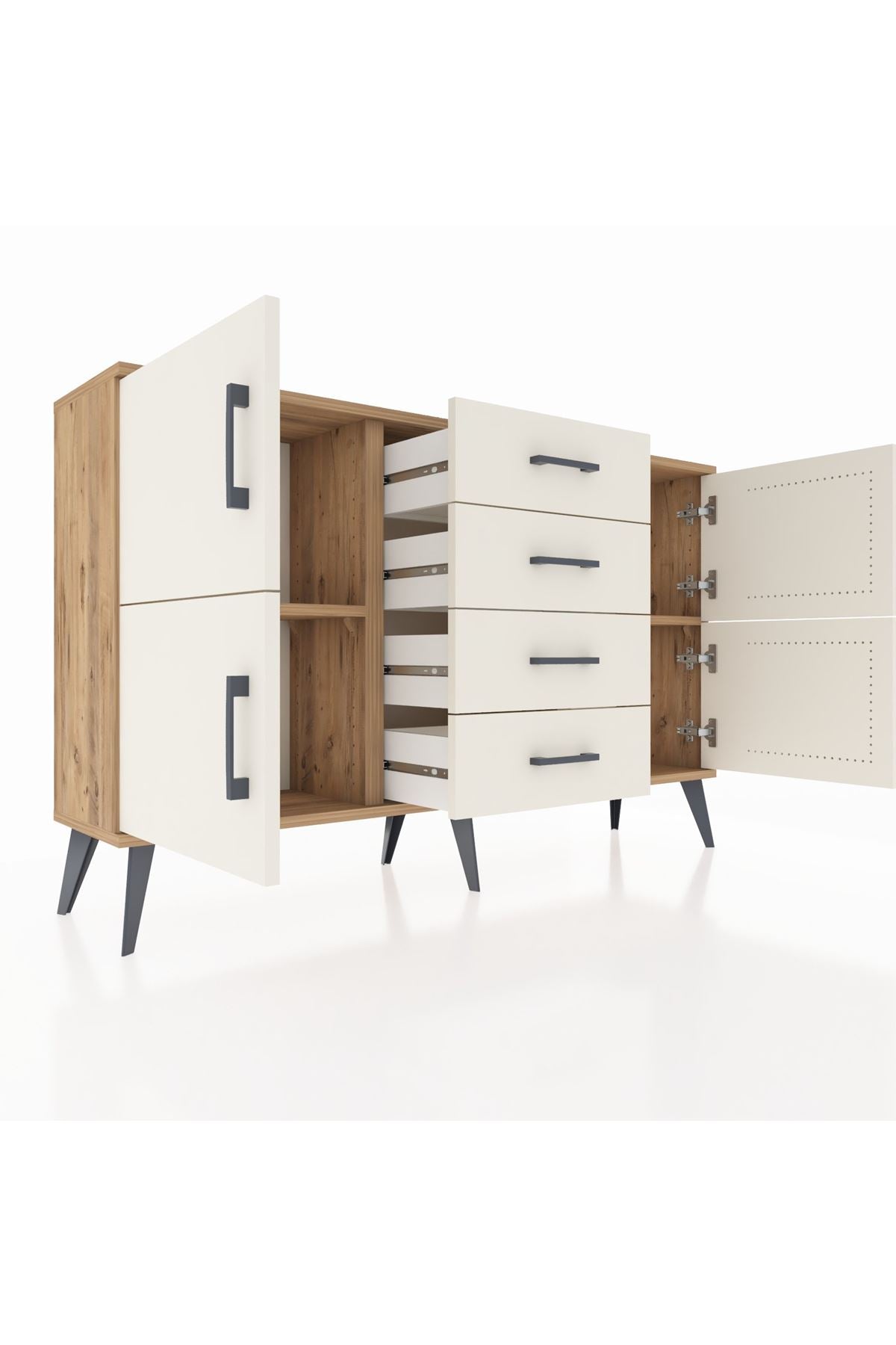 Arges Konsol 2 Raflı 4 Çekmeceli 4 Kapaklı 132x30x83 - S144M033V22A